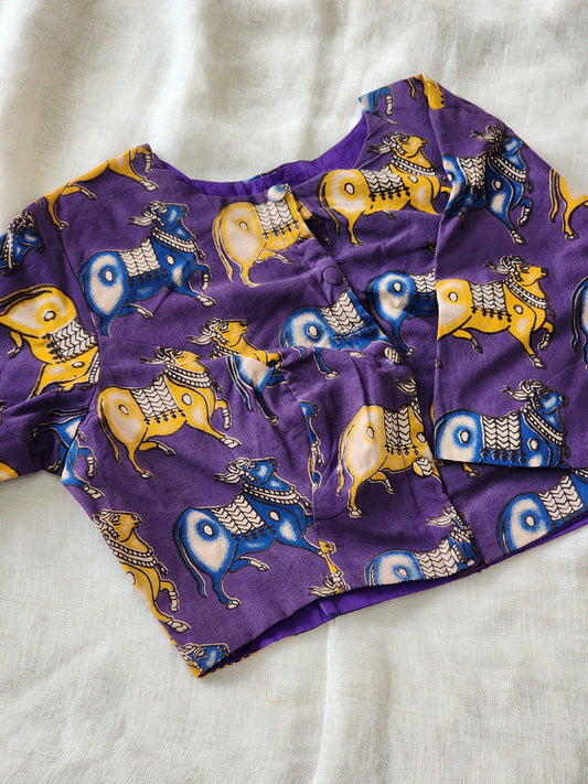 Purple kalamkari cotton blouse