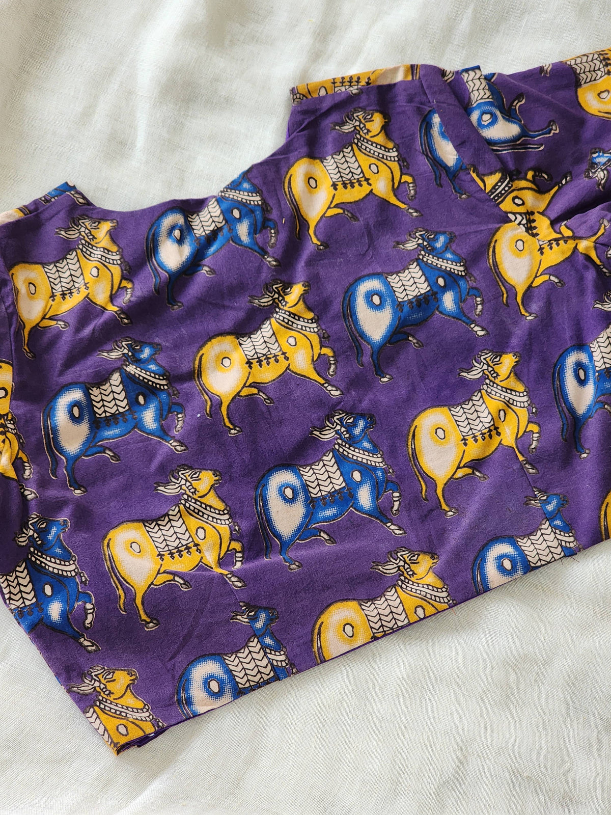 Purple kalamkari cotton blouse