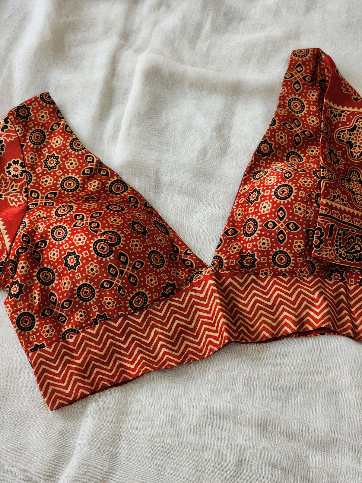 Red modal silk blouse