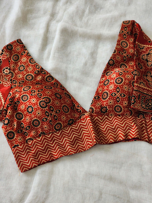 Red modal silk blouse