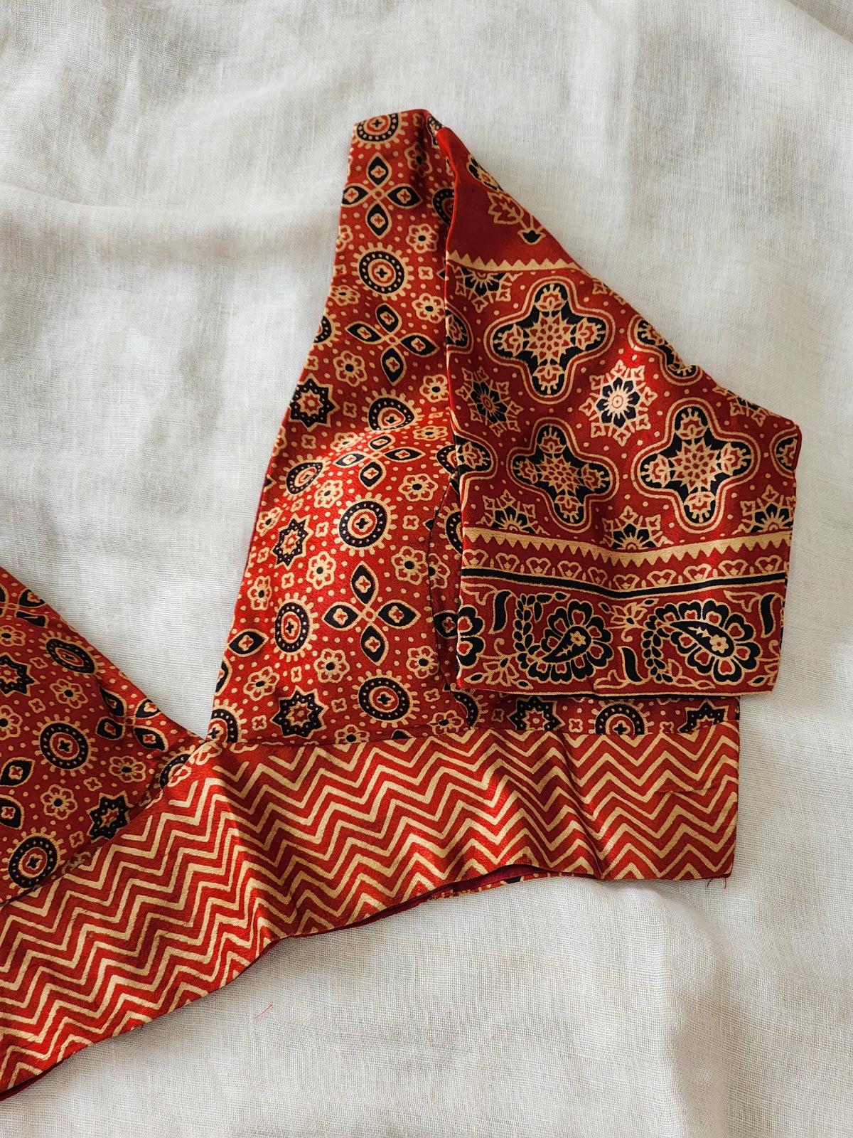 Red modal silk blouse