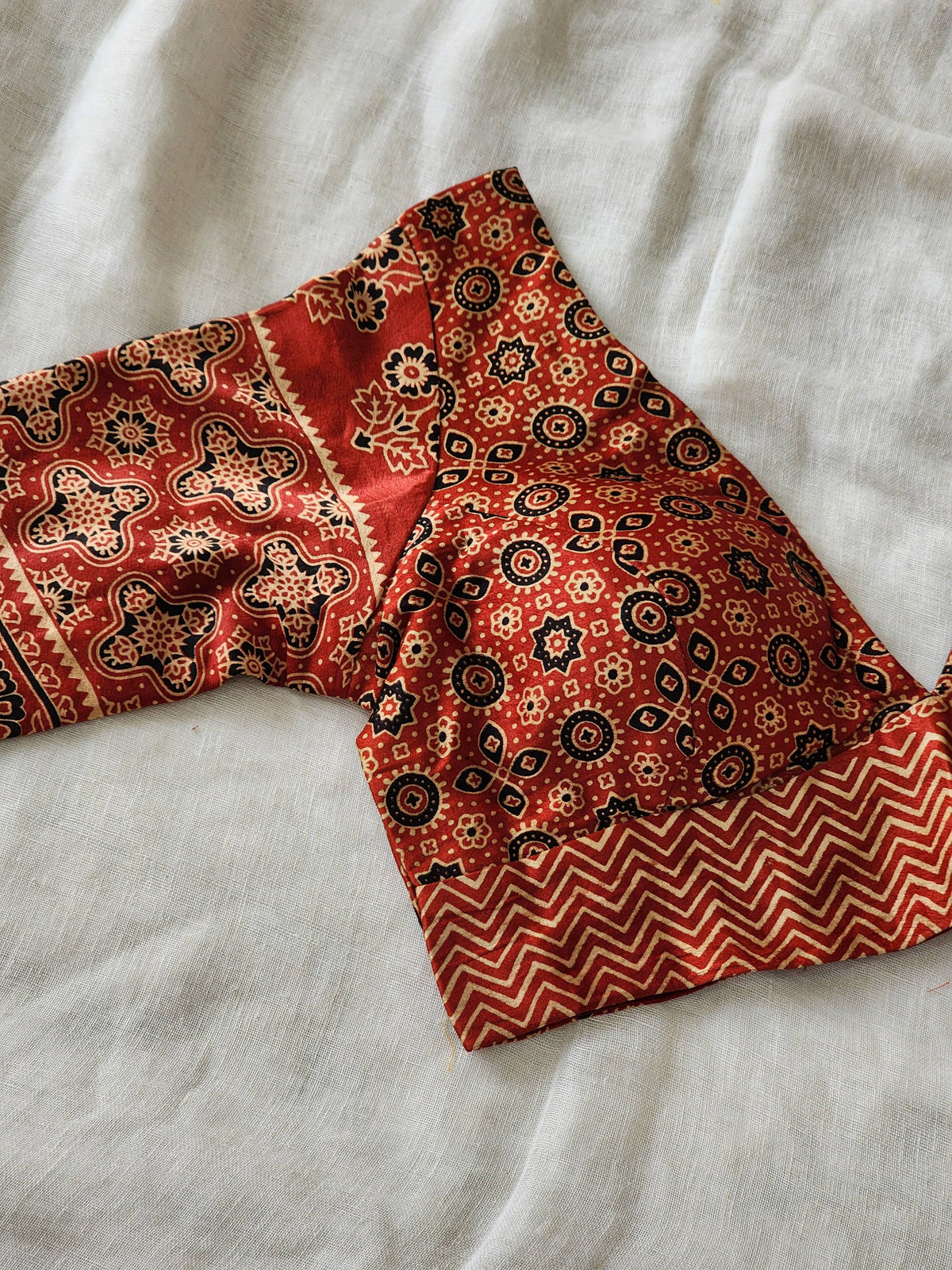 Red modal silk blouse