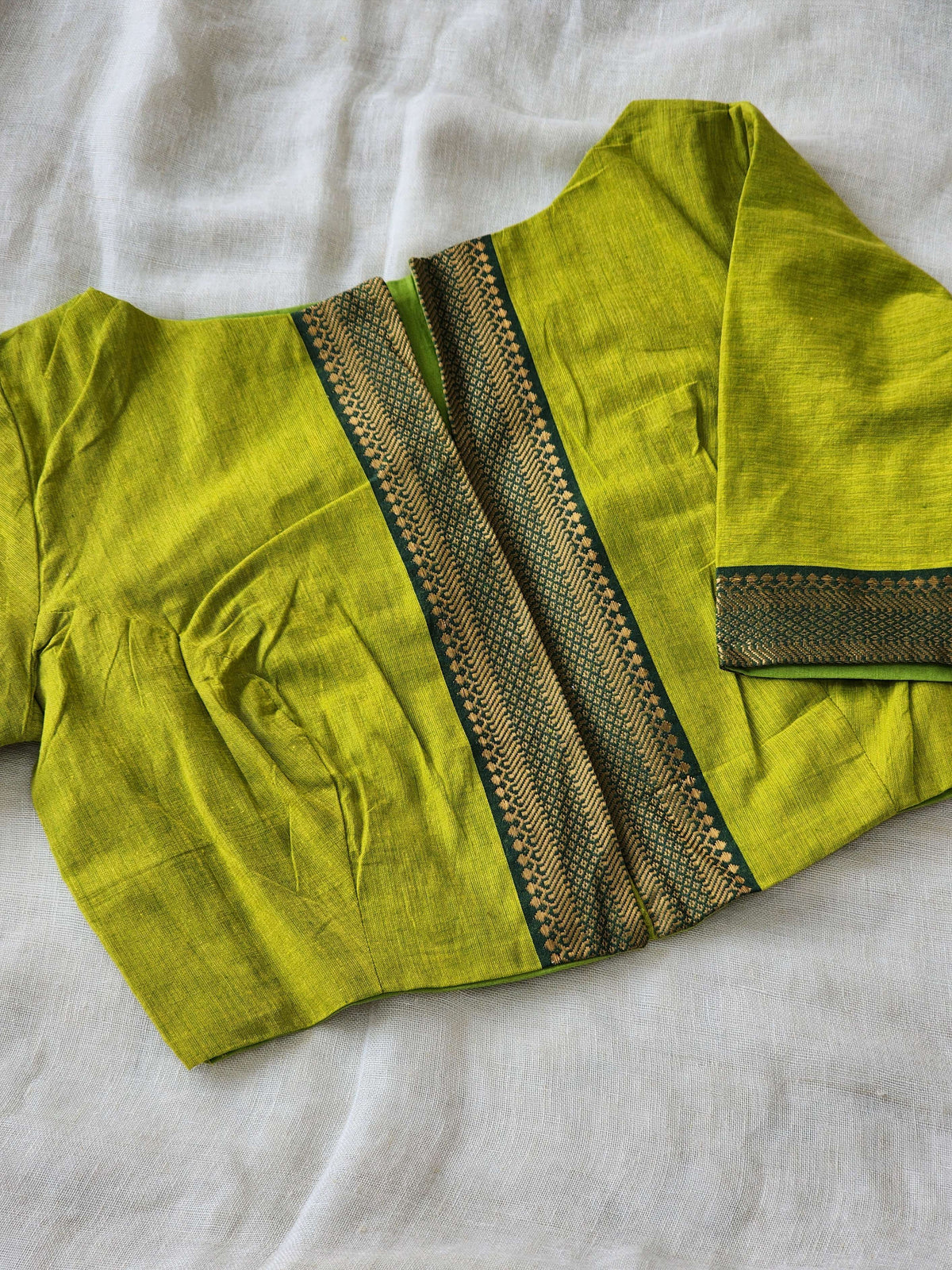Parrot Green Manglagiri cotton blouse
