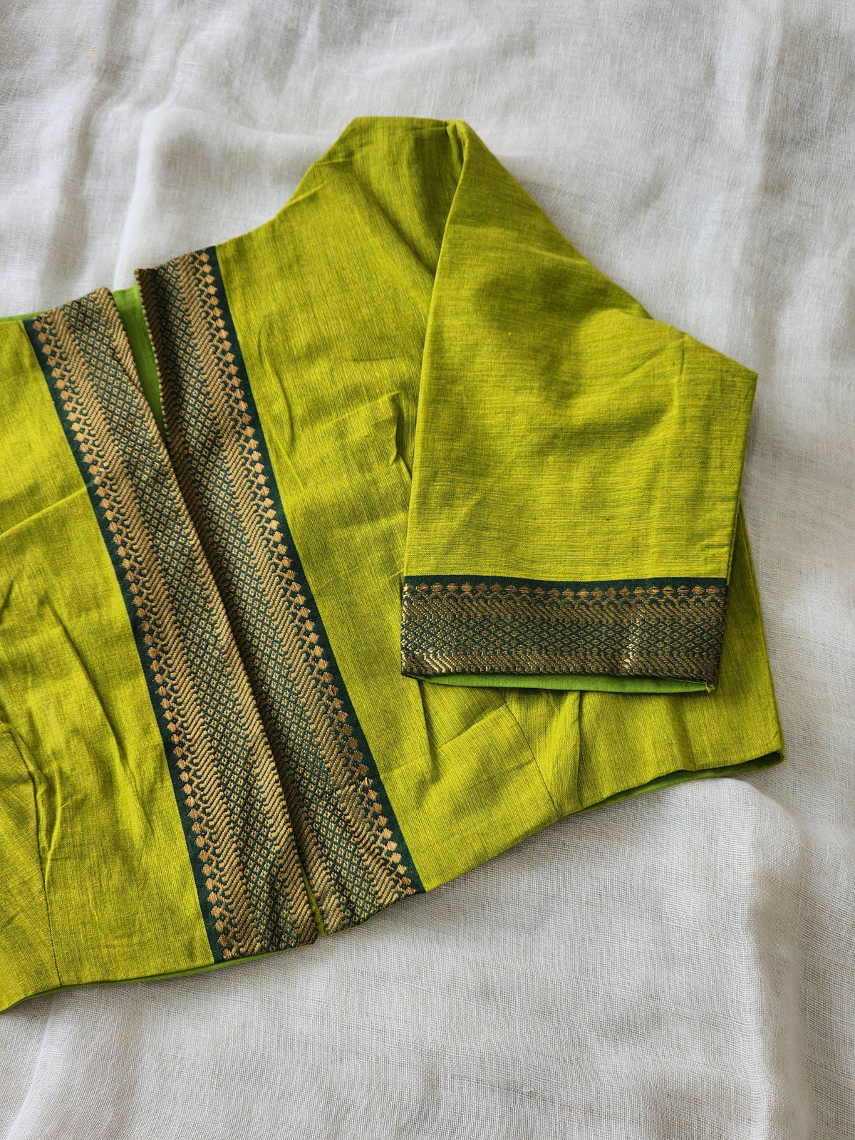 Parrot Green Manglagiri cotton blouse