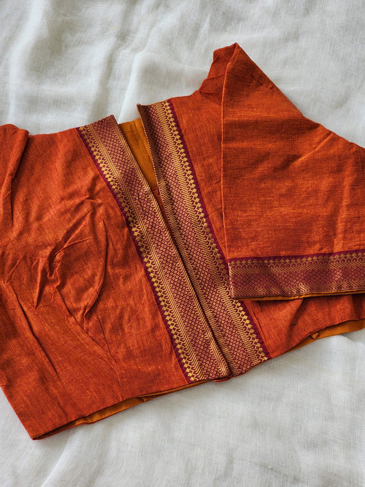 Rust Orange Manglagiri Cotton Blouse