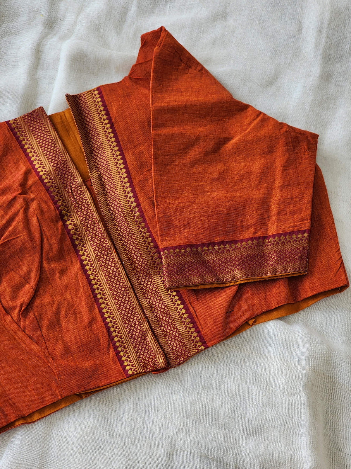 Rust Orange Manglagiri Cotton Blouse