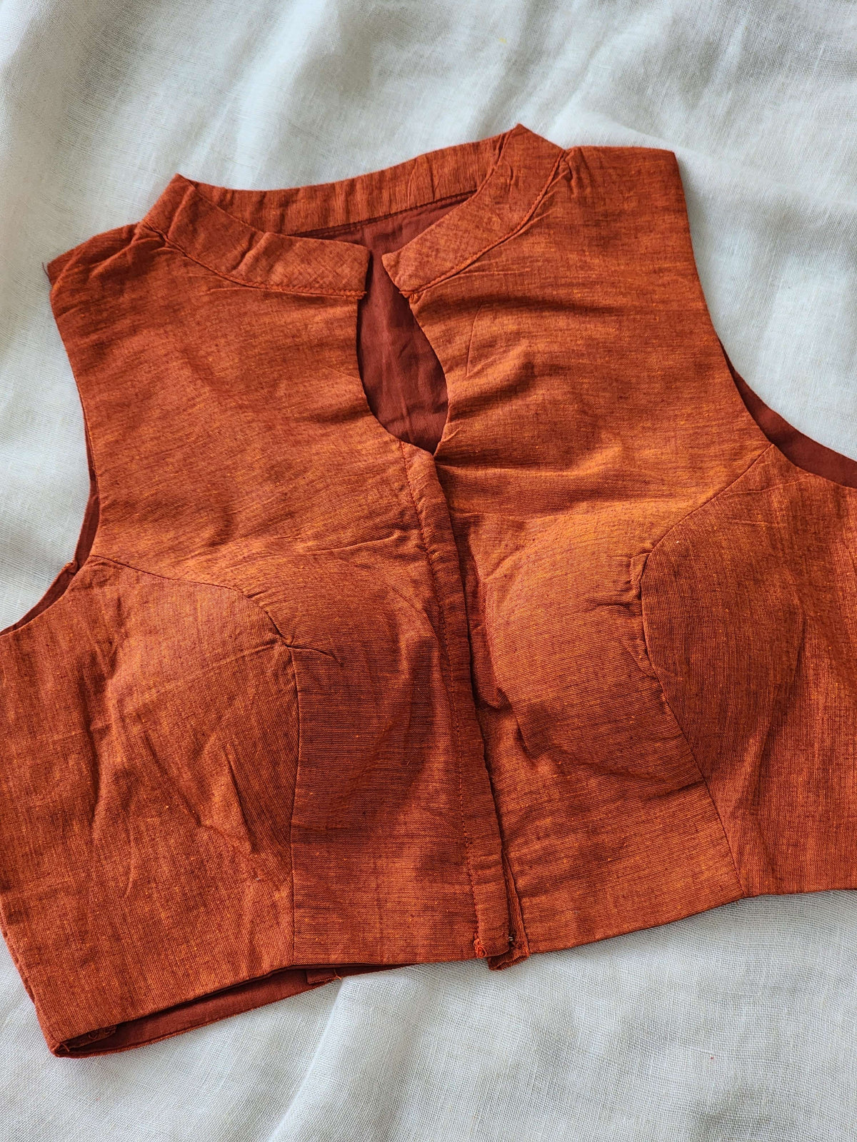 Rust Orange Manglagiri Cotton Blouse