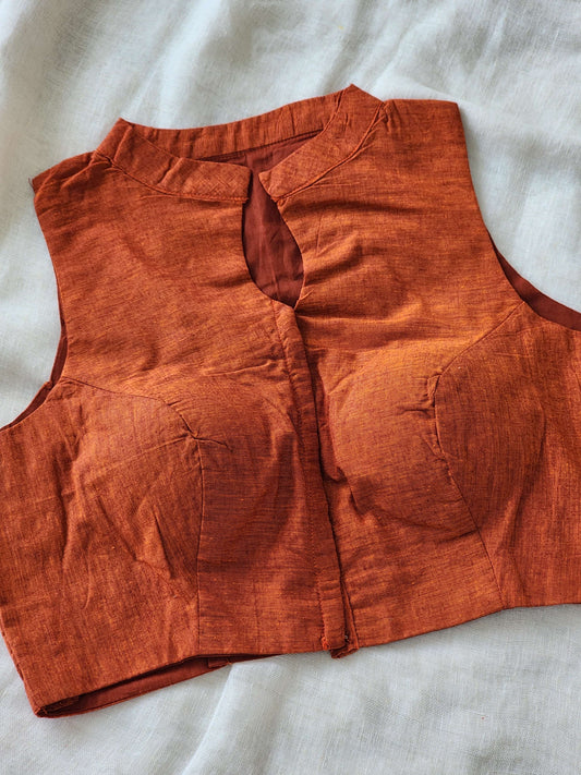 Rust Orange Manglagiri Cotton Blouse