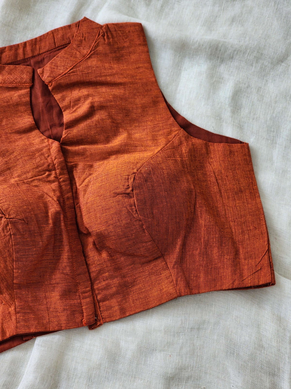 Rust Orange Manglagiri Cotton Blouse