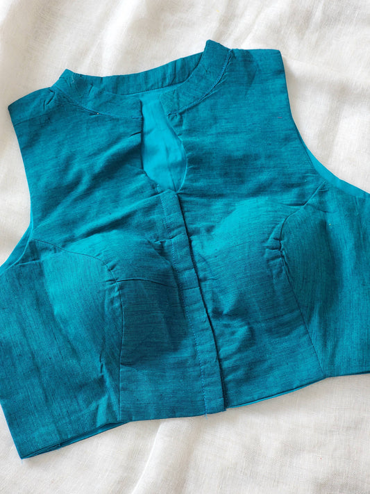 Peacock Blue Manglagiri Cotton Blouse