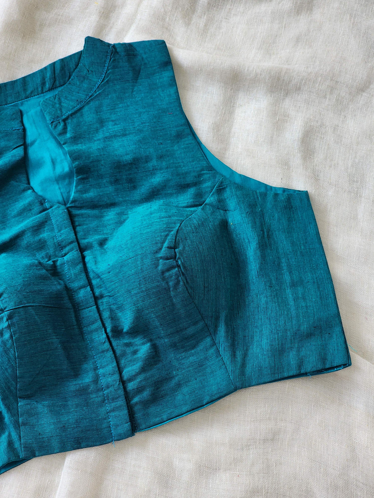 Peacock Blue Manglagiri Cotton Blouse