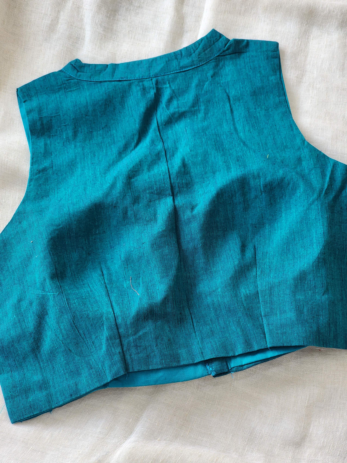 Peacock Blue Manglagiri Cotton Blouse