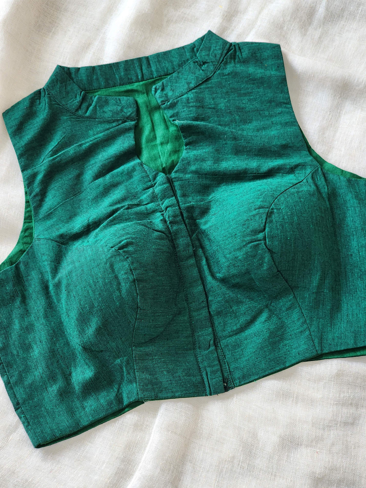 Dark Green Manglagiri Cotton Blouse