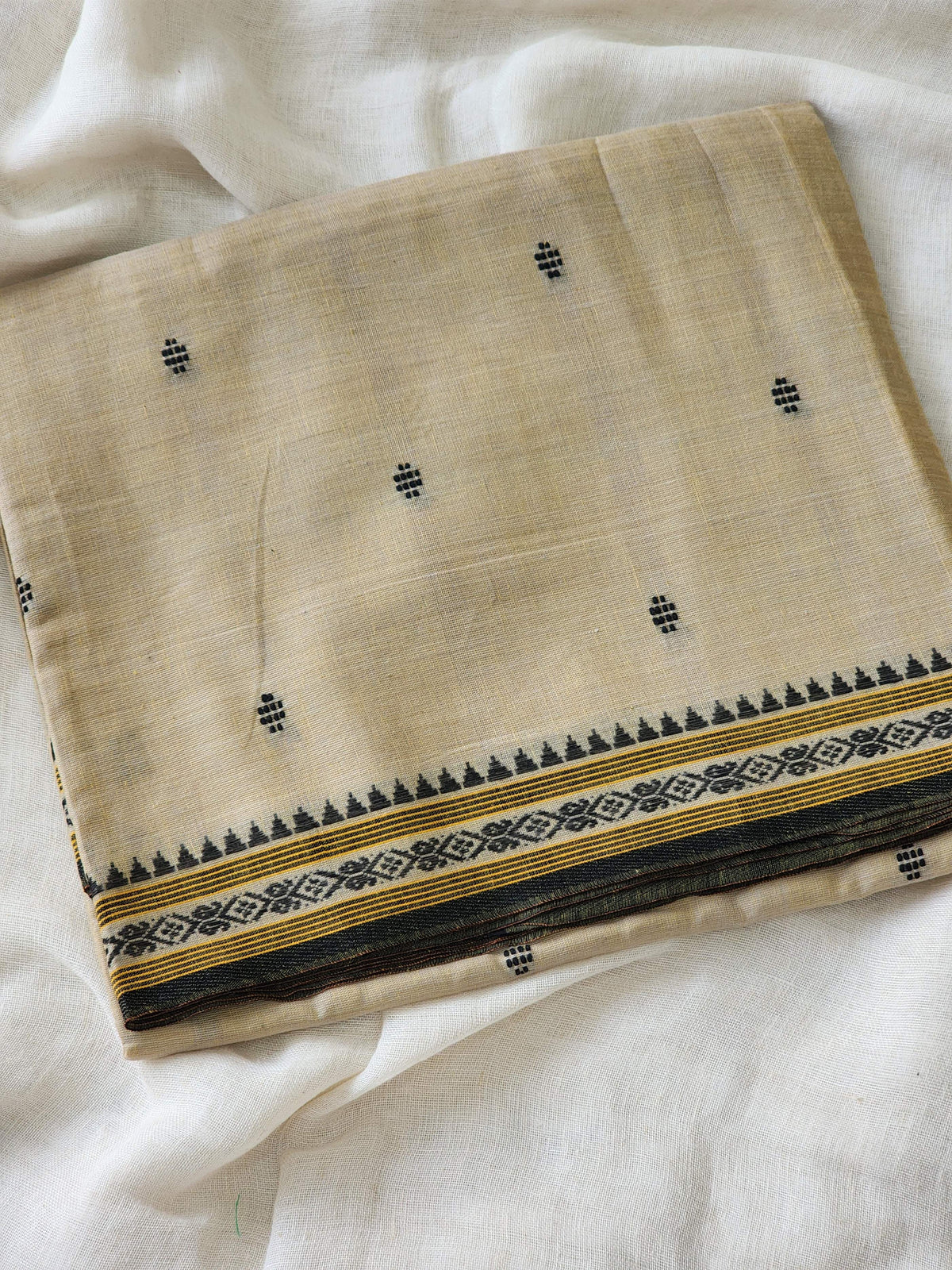 Beige Dhonekhali Cotton Saree
