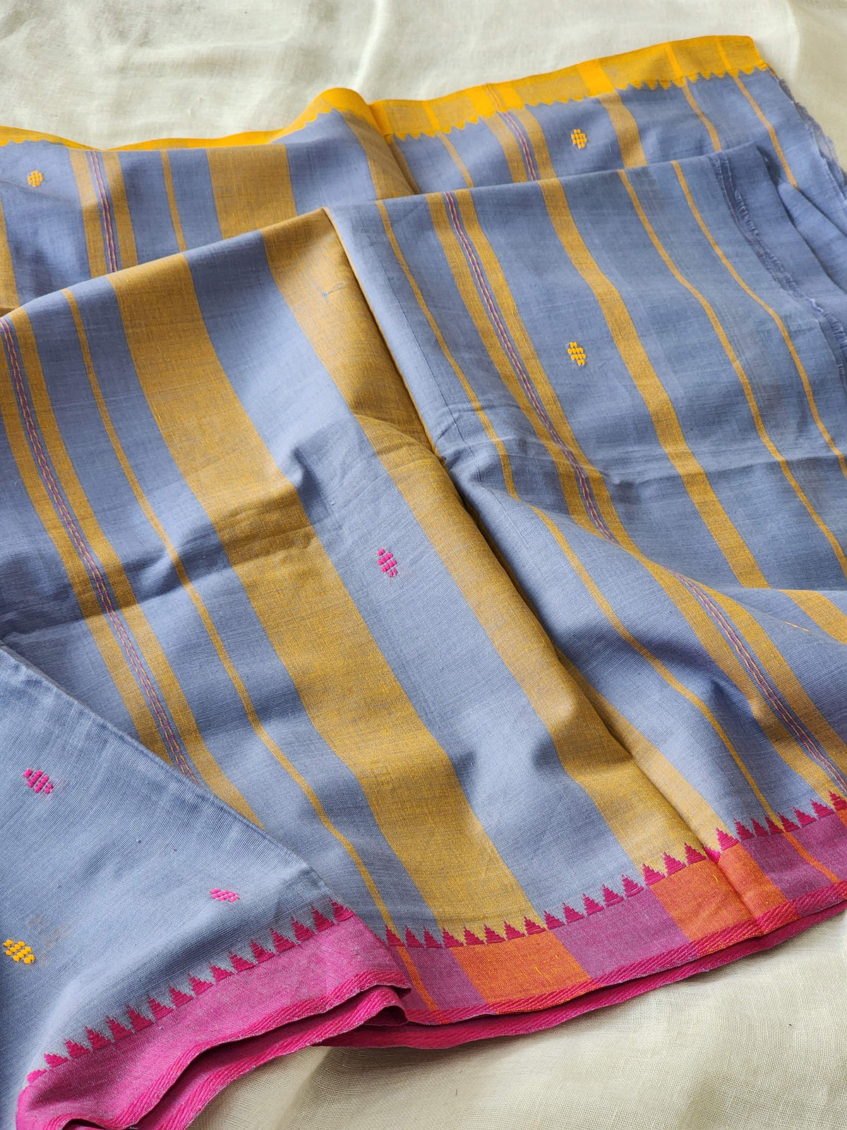 Blue Dhonekhali Cotton Saree