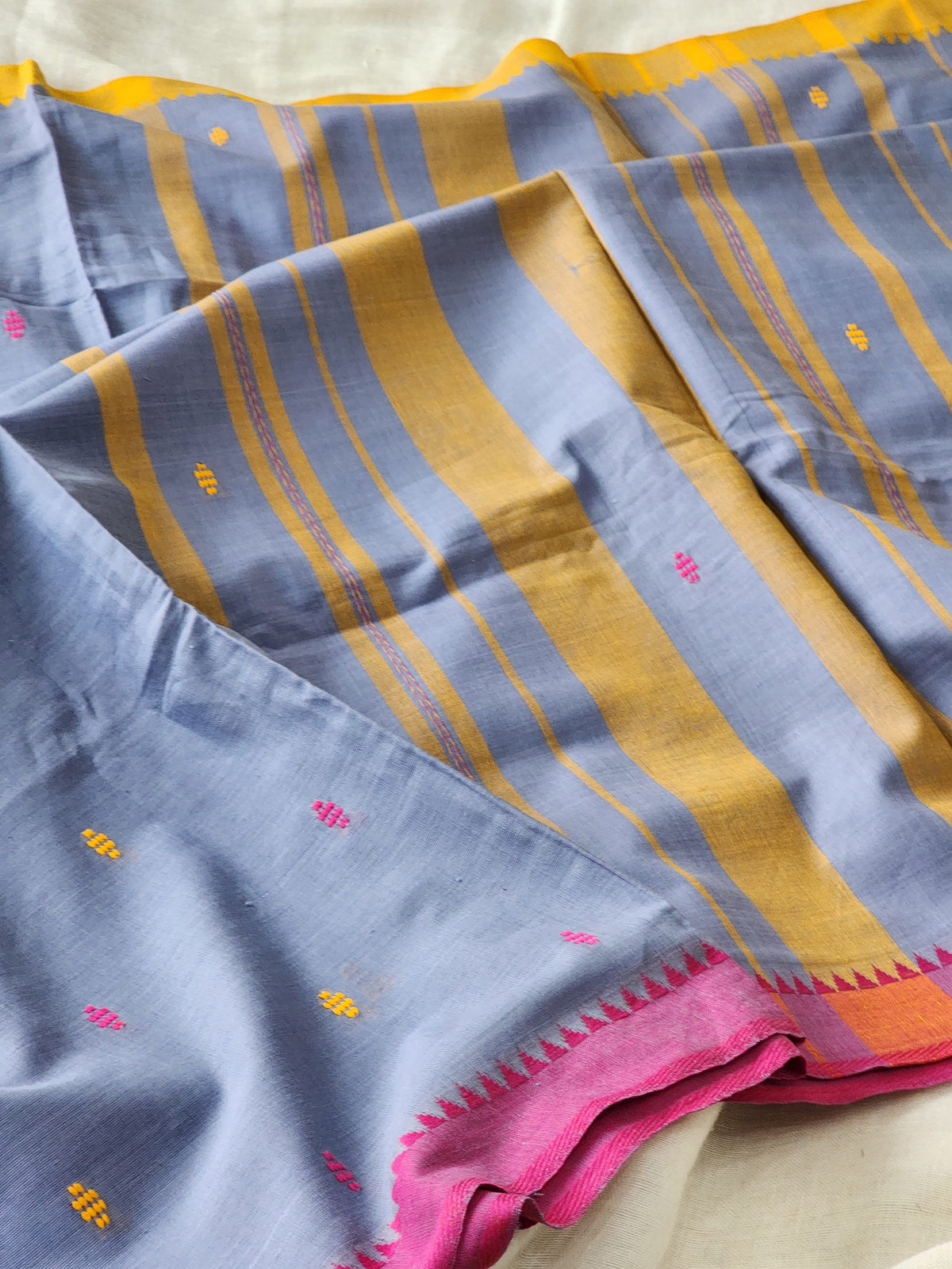 Blue Dhonekhali Cotton Saree