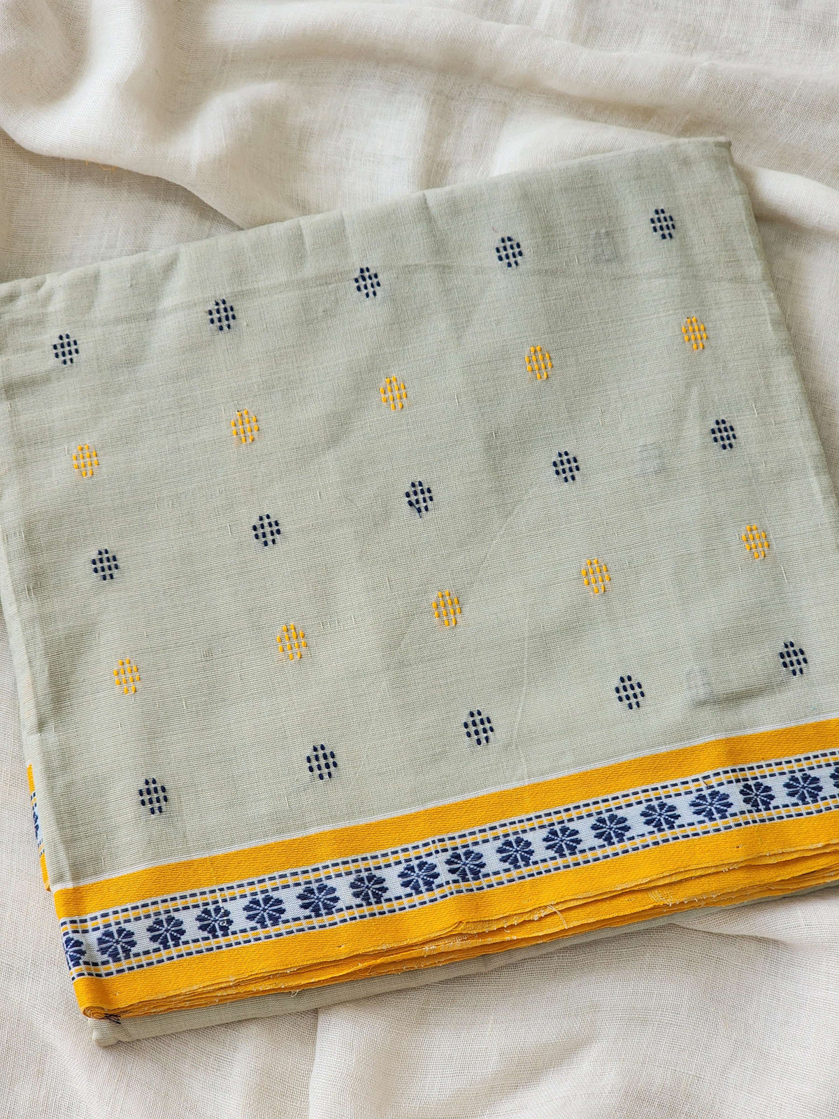 Light Olive Dhonekhali Cotton Saree