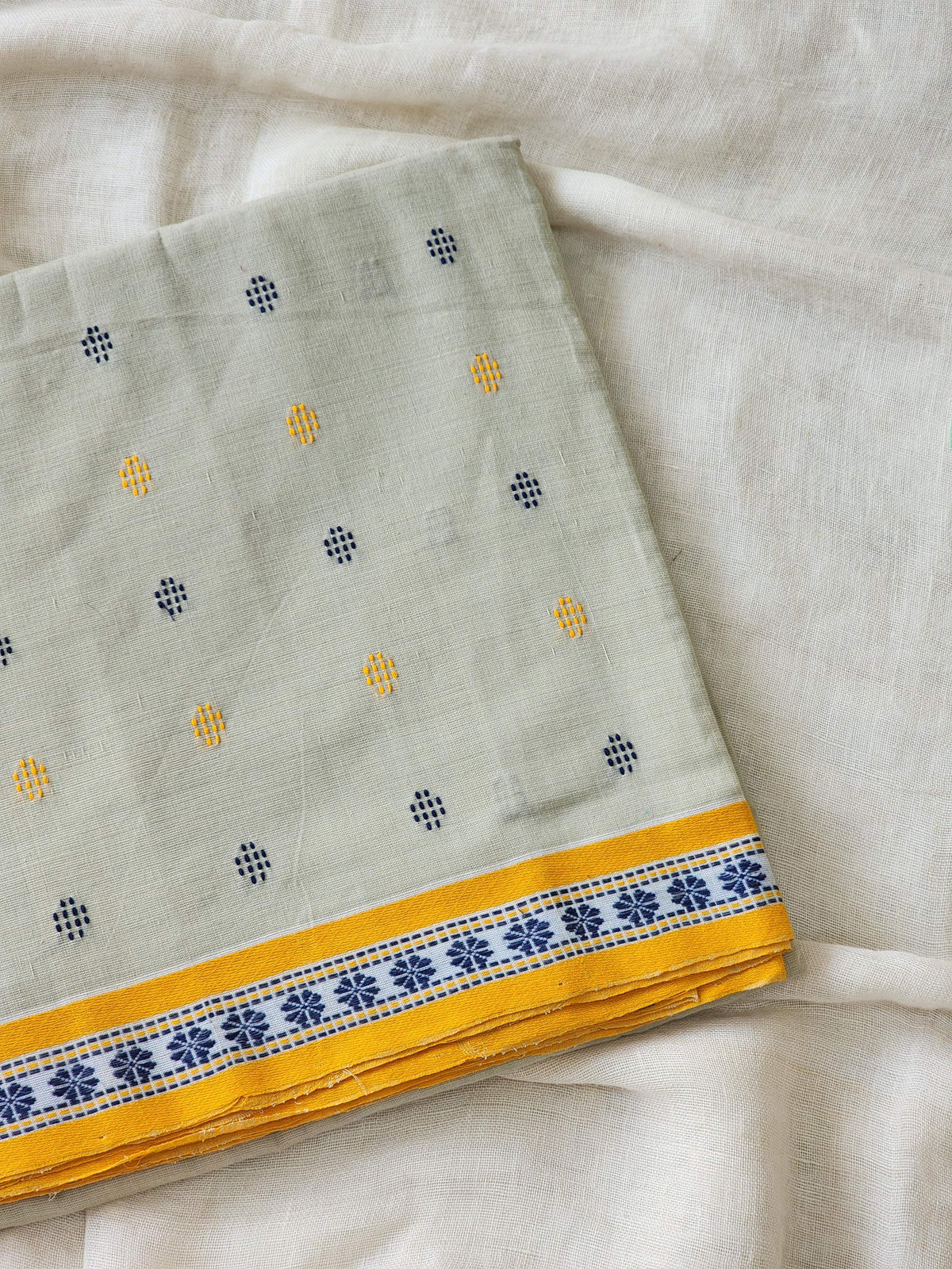 Light Olive Dhonekhali Cotton Saree