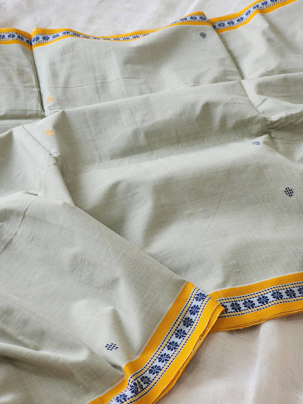 Light Olive Dhonekhali Cotton Saree