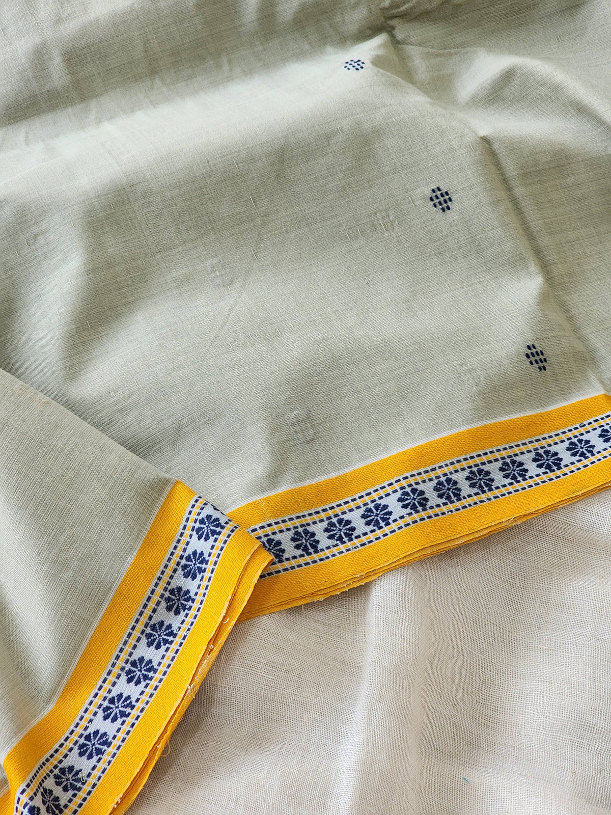 Light Olive Dhonekhali Cotton Saree