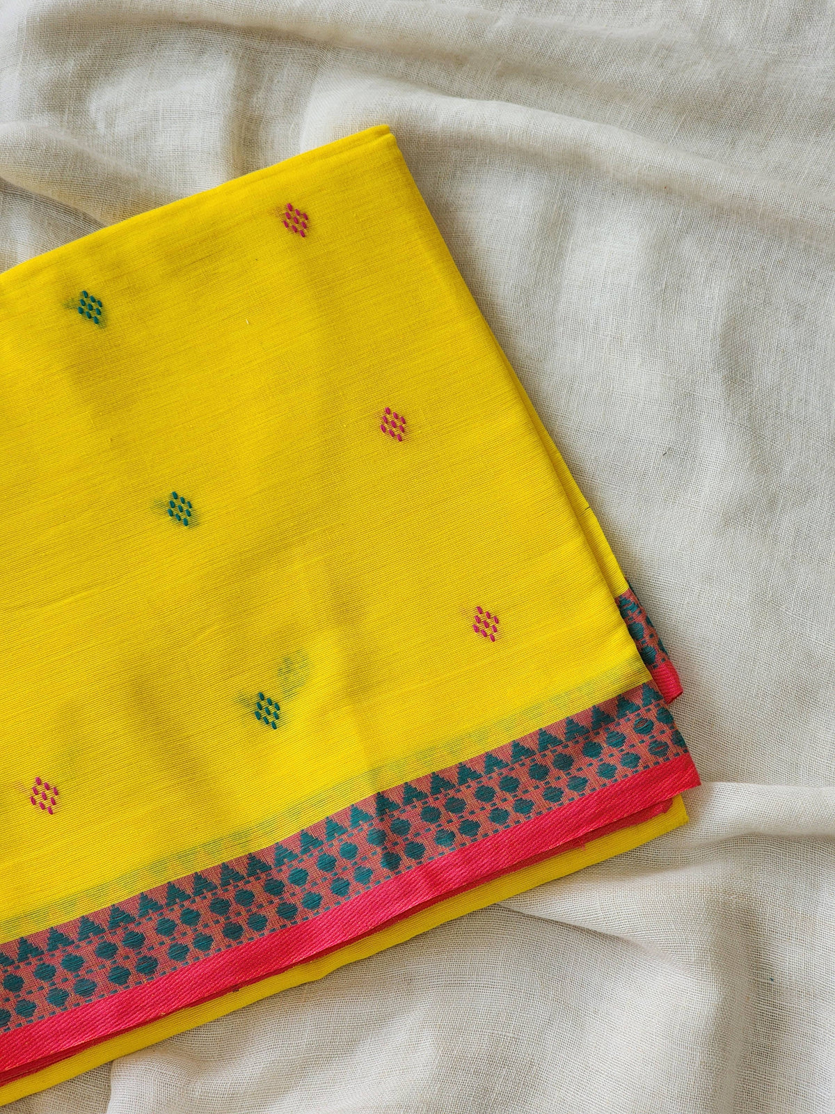 Yellow Dhonekhali Cotton Saree