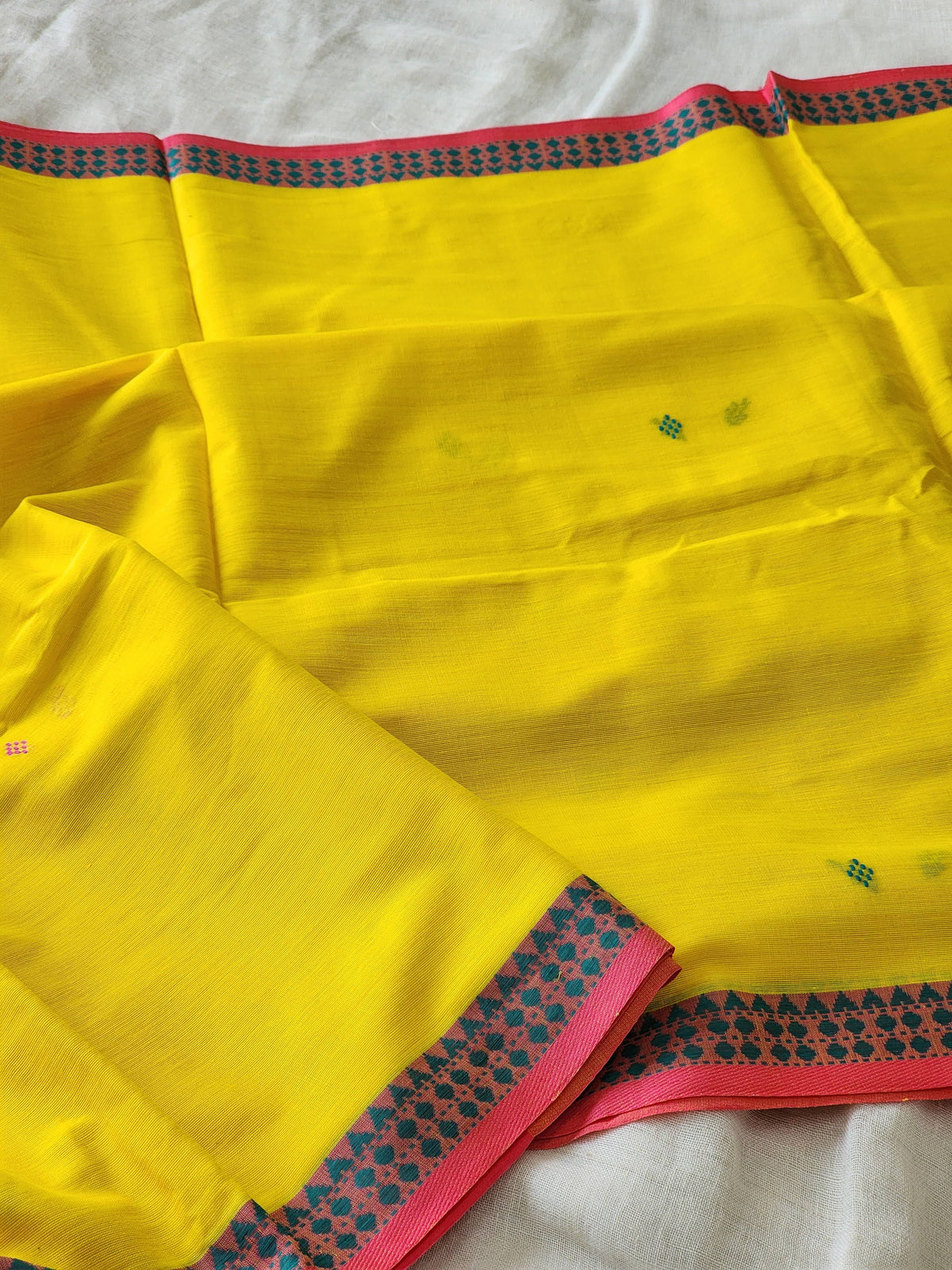Yellow Dhonekhali Cotton Saree