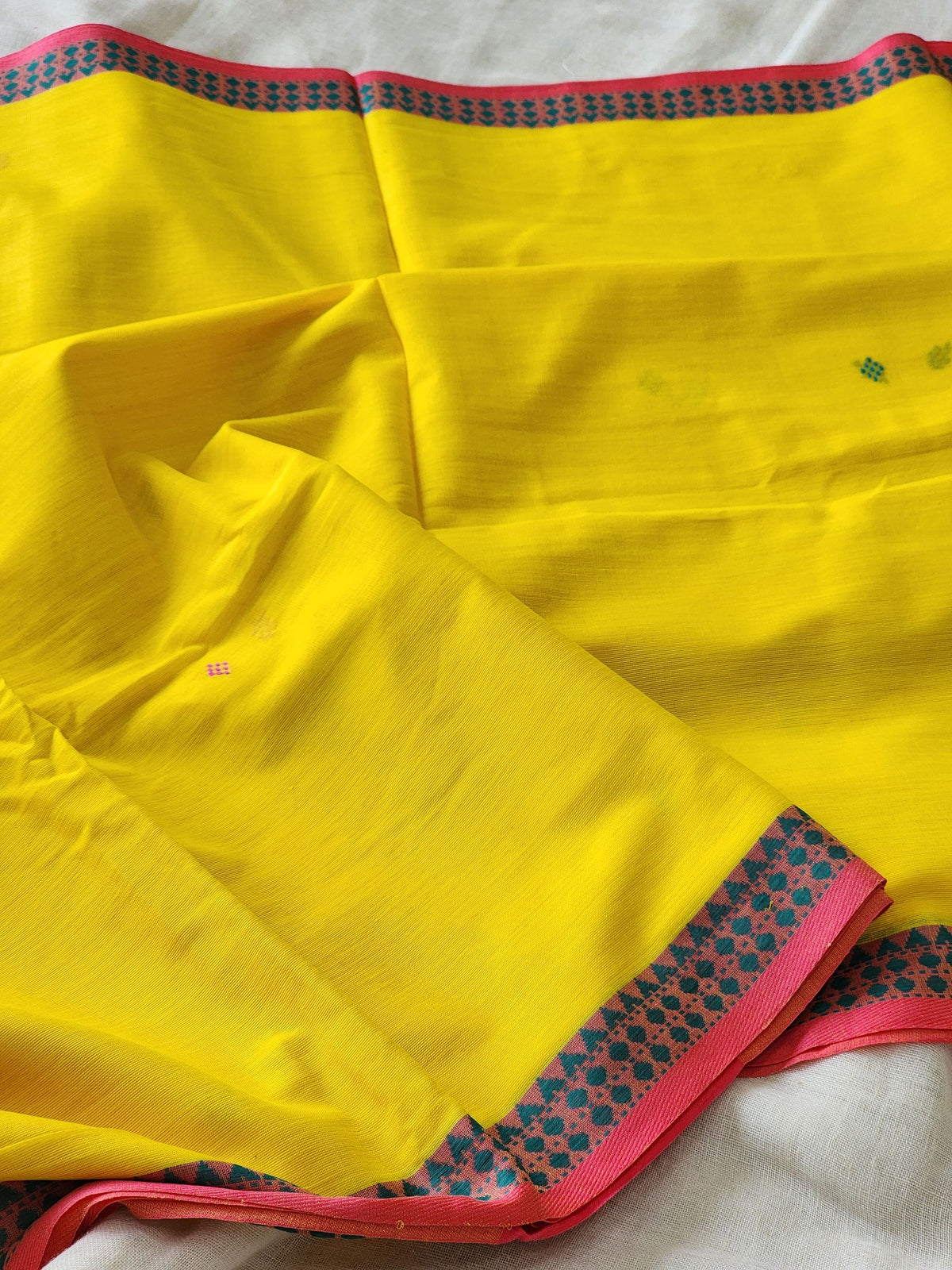 Yellow Dhonekhali Cotton Saree