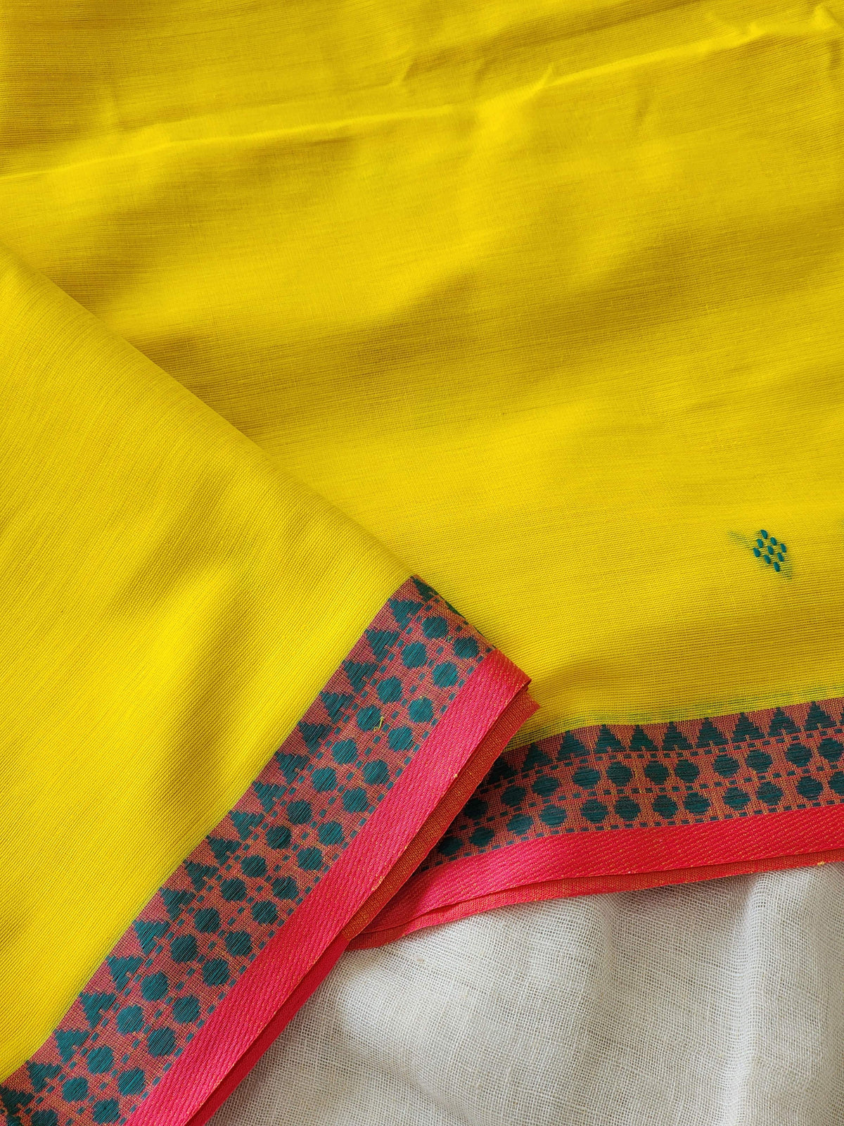 Yellow Dhonekhali Cotton Saree