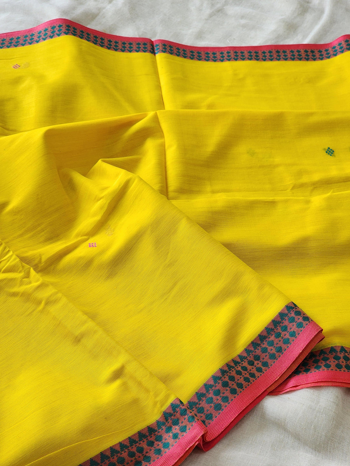 Yellow Dhonekhali Cotton Saree