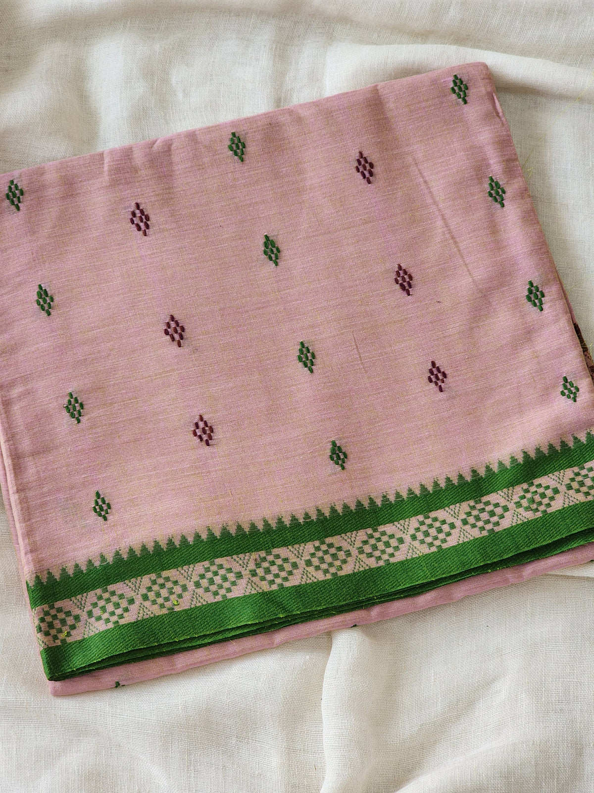Pink Dhonekhali Cotton Saree