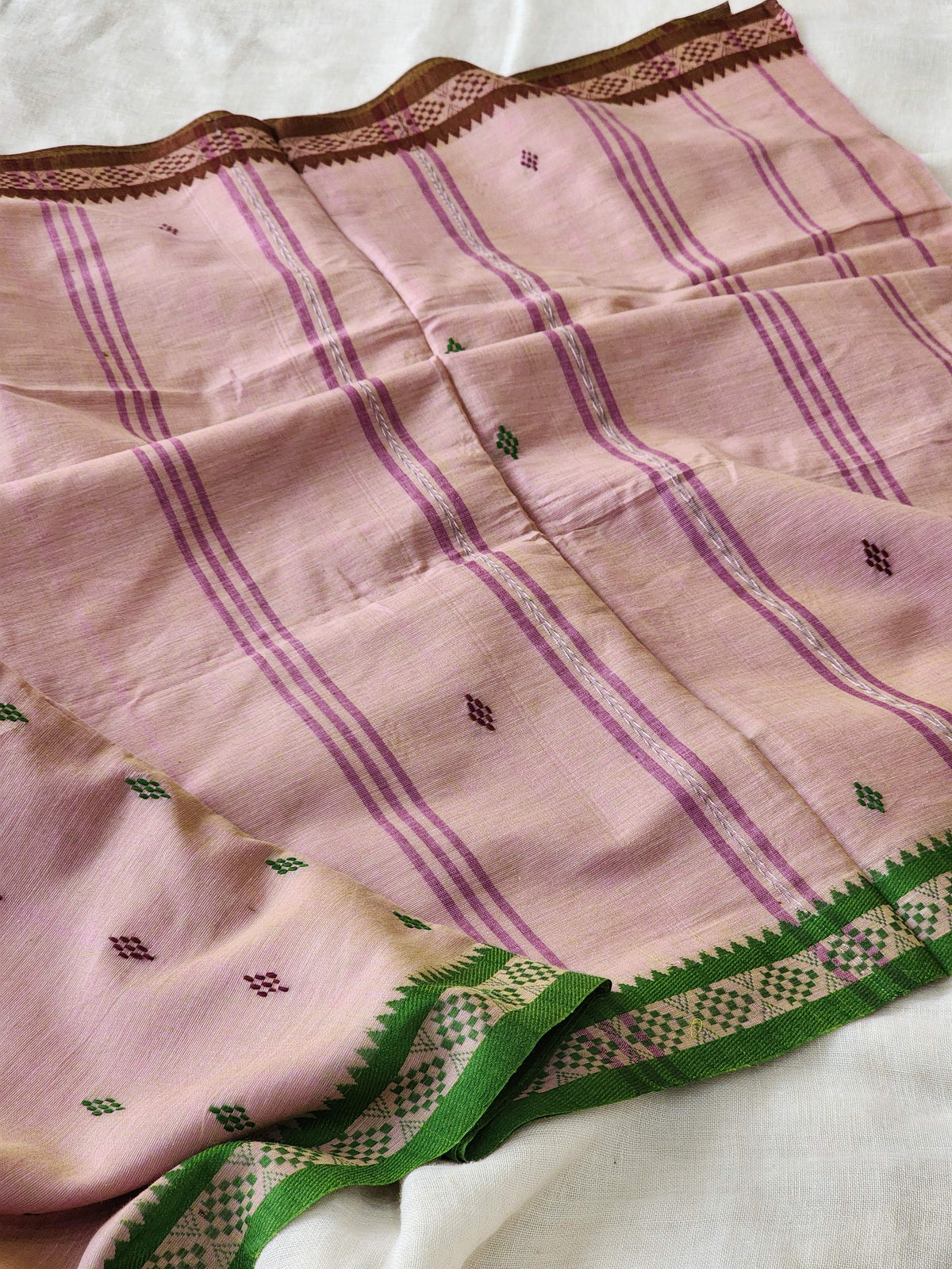 Pink Dhonekhali Cotton Saree