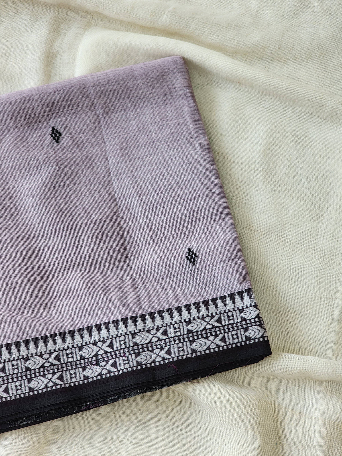 Grey & Black Dhonekhali Cotton Saree