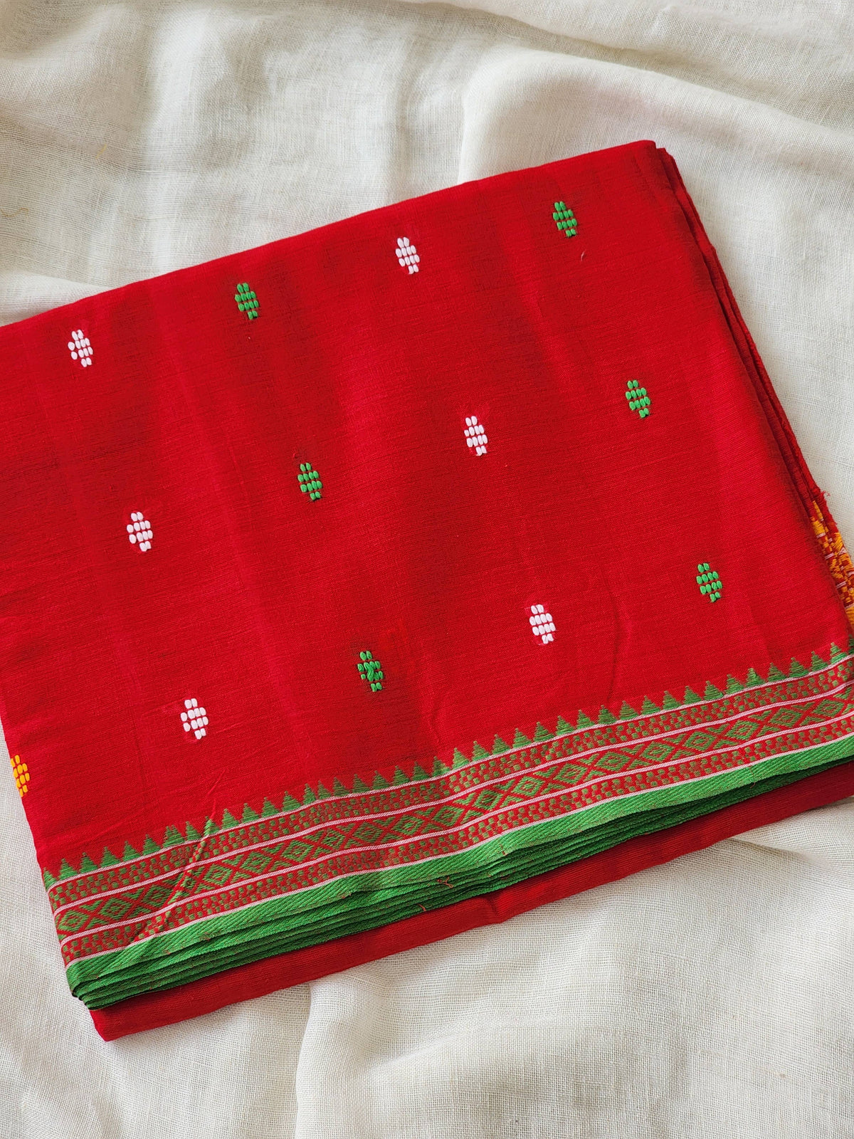 Red Dhonekhali Cotton Saree