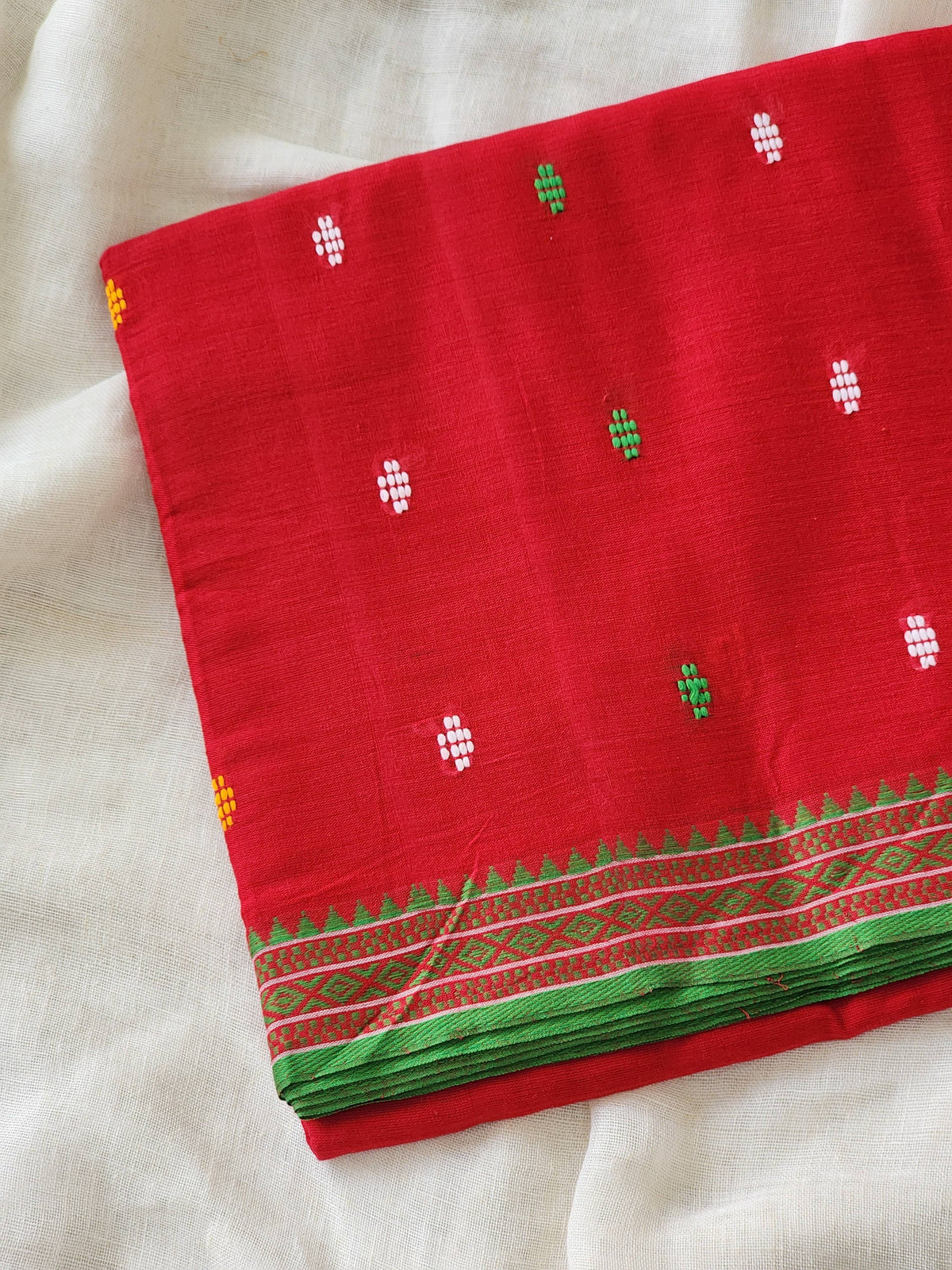 Red Dhonekhali Cotton Saree
