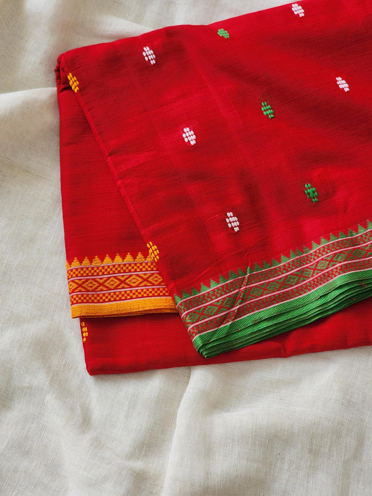 Red Dhonekhali Cotton Saree