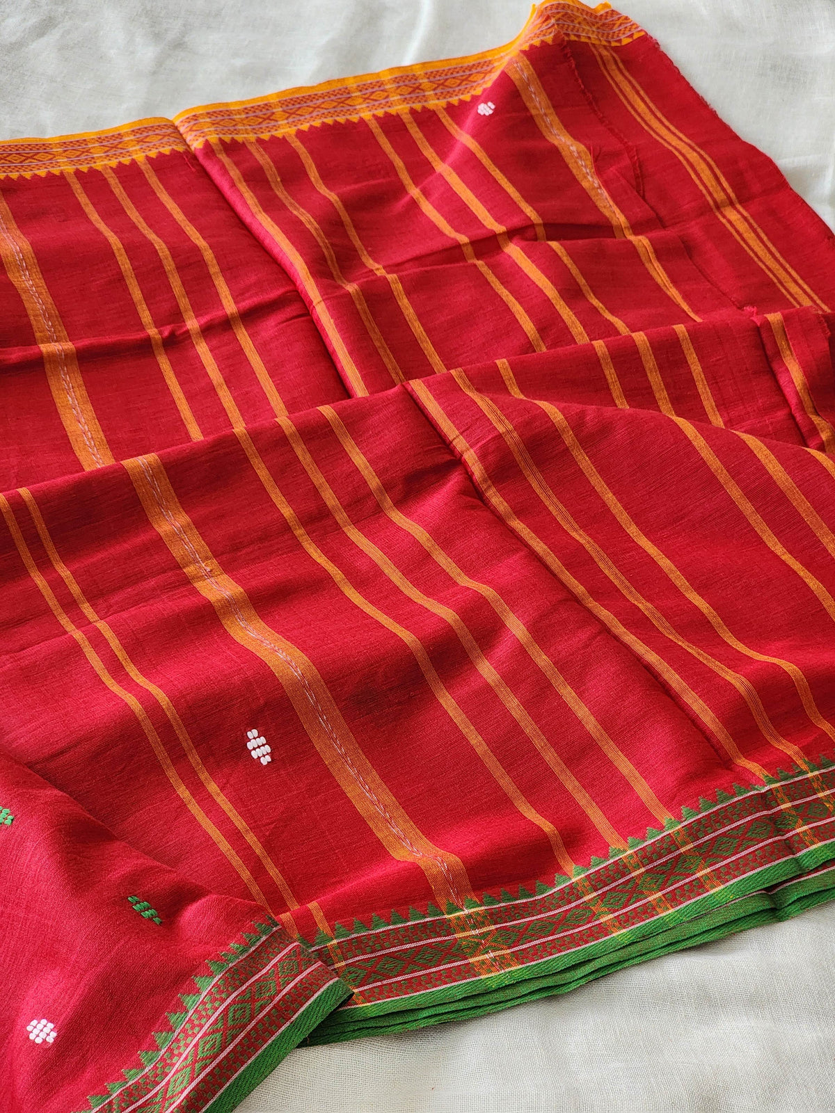 Red Dhonekhali Cotton Saree