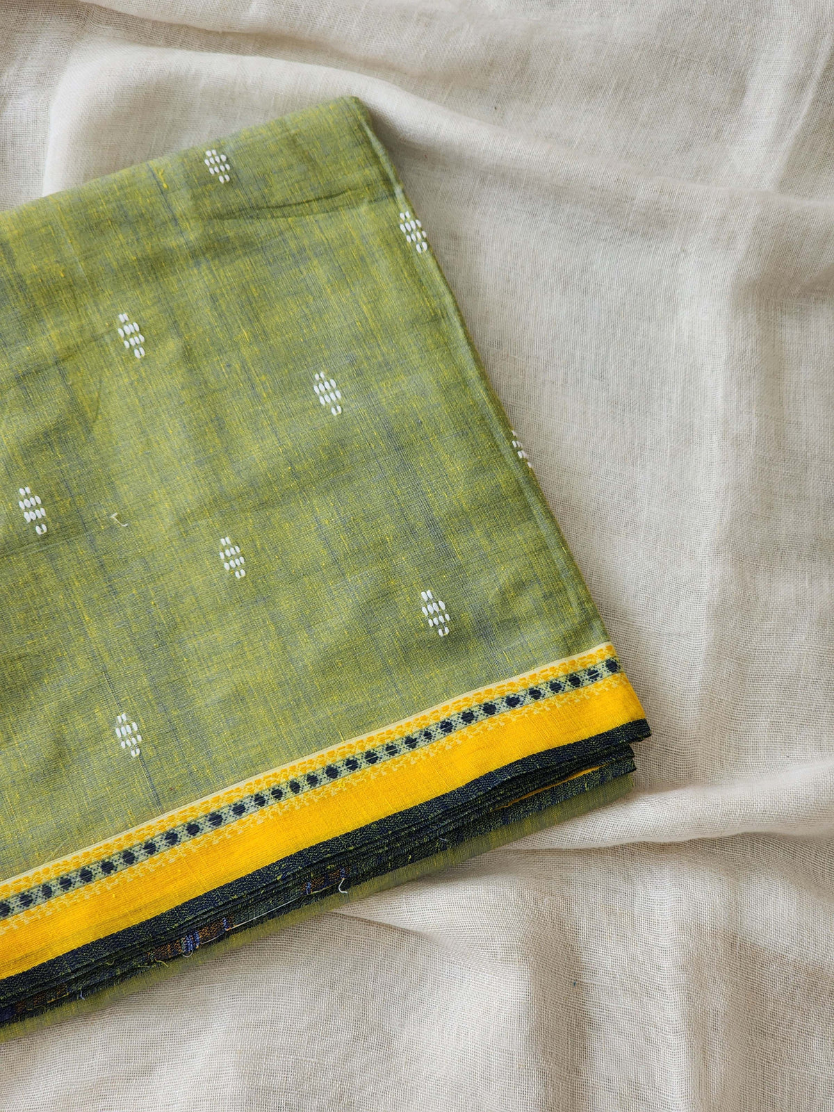 Olive Green Dhonekhali Cotton Saree