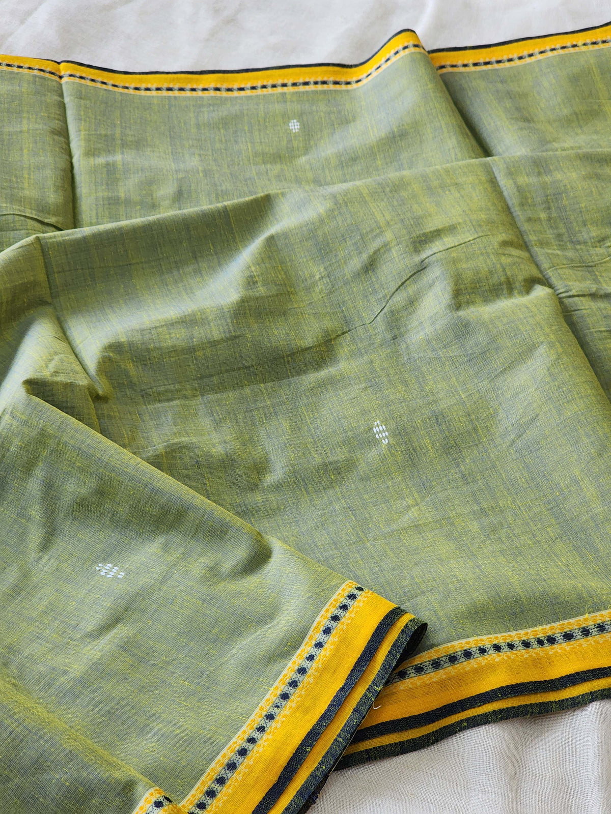 Olive Green Dhonekhali Cotton Saree