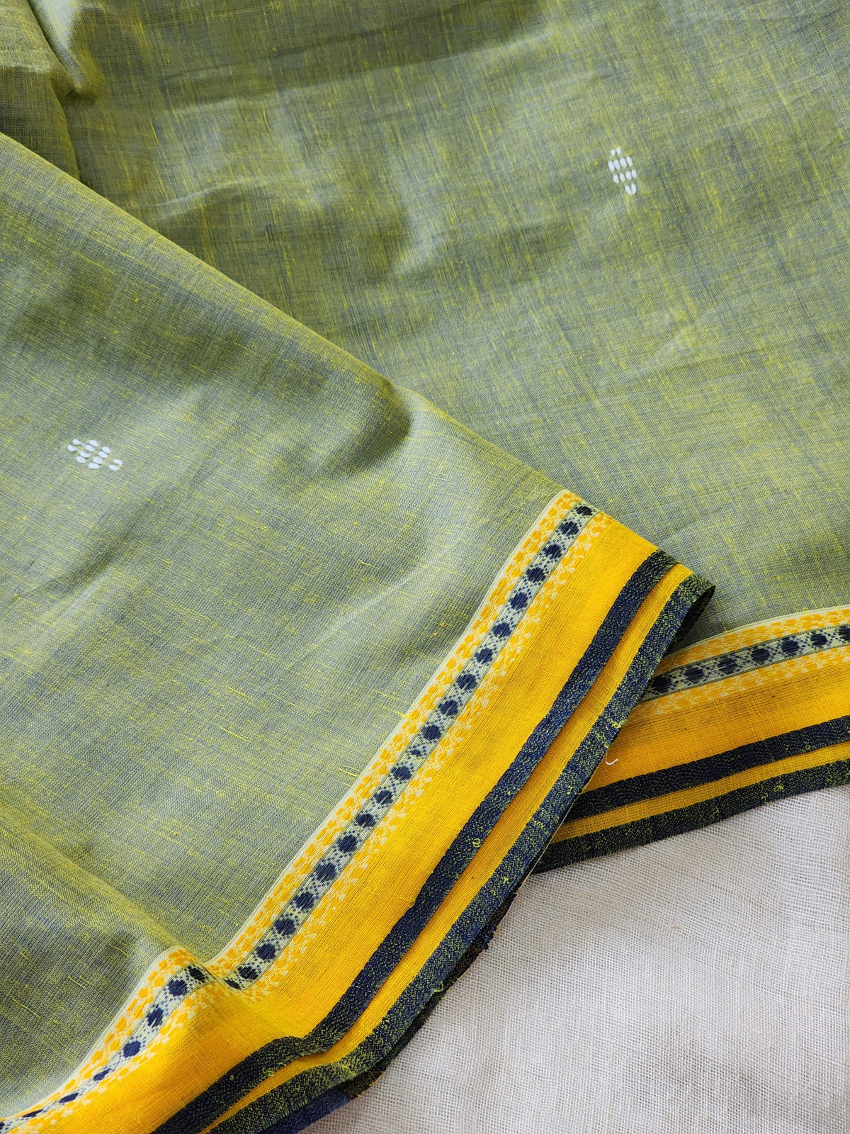 Olive Green Dhonekhali Cotton Saree