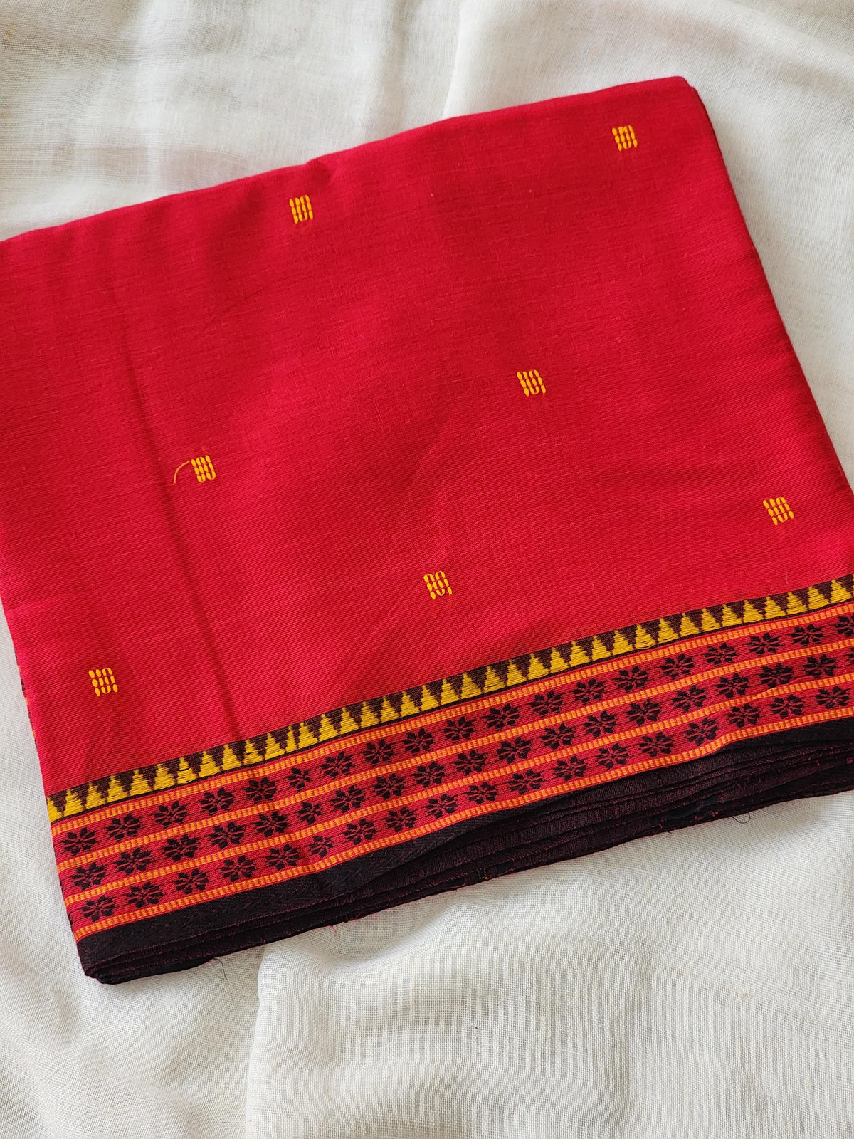 Red Dhonekhali Cotton Saree