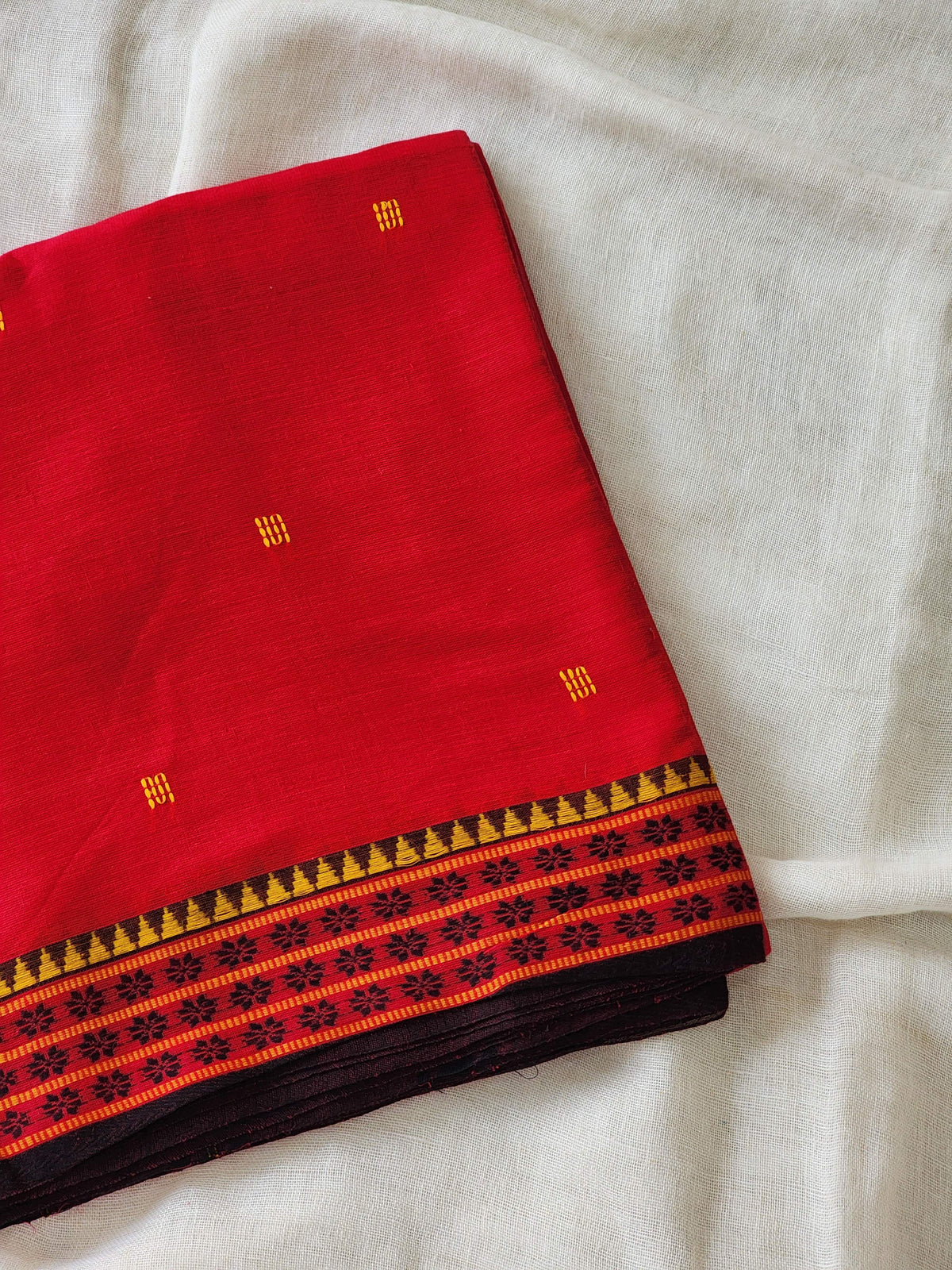Red Dhonekhali Cotton Saree