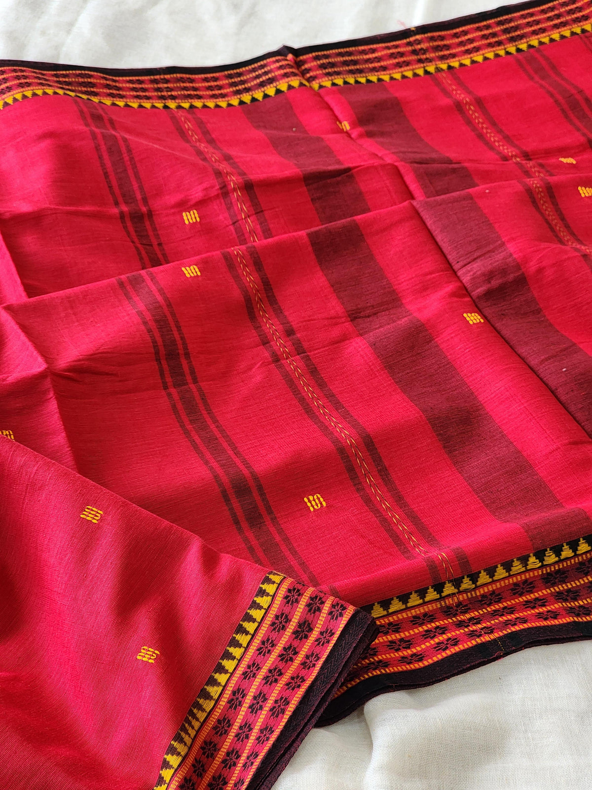 Red Dhonekhali Cotton Saree