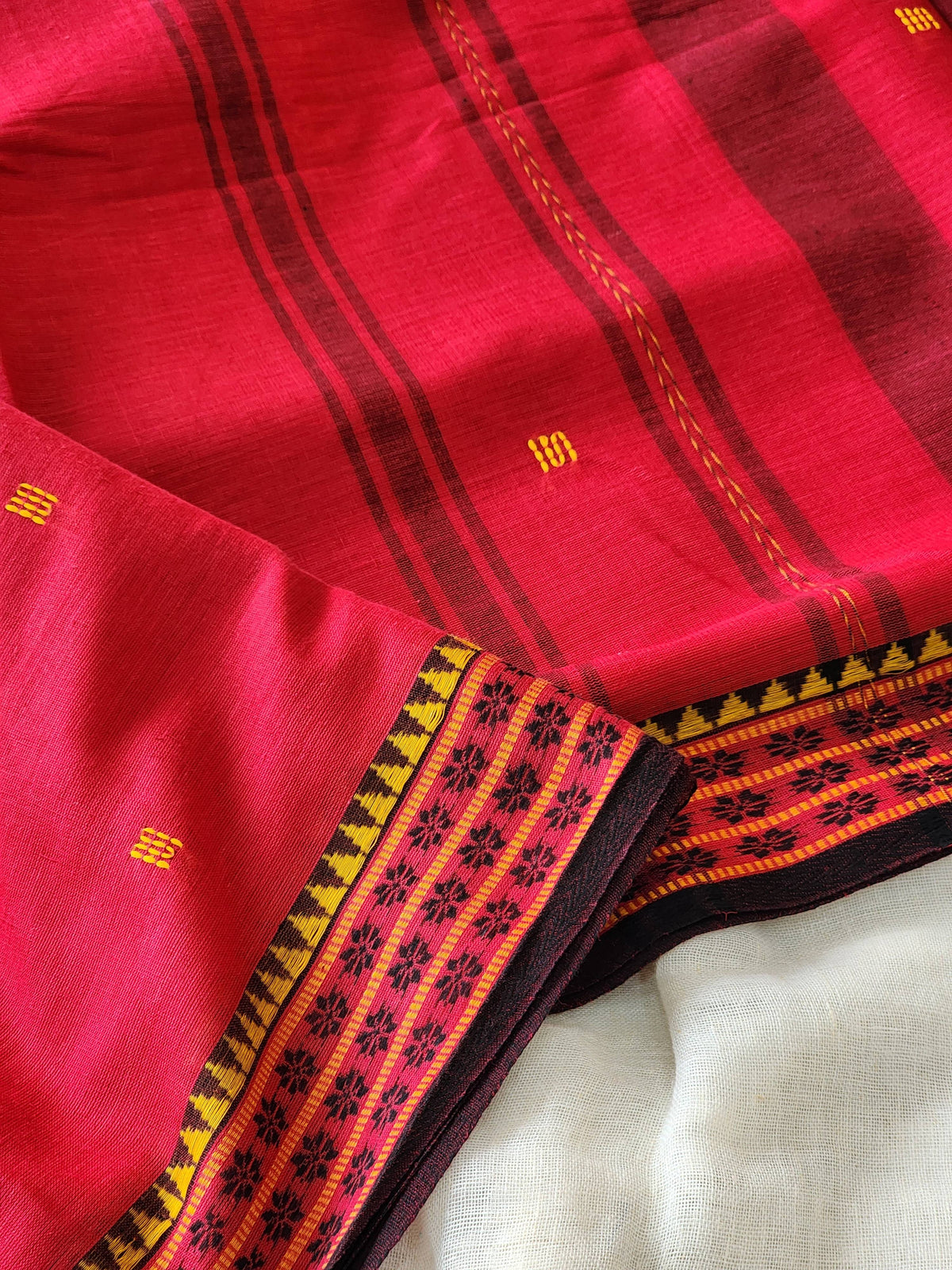 Red Dhonekhali Cotton Saree
