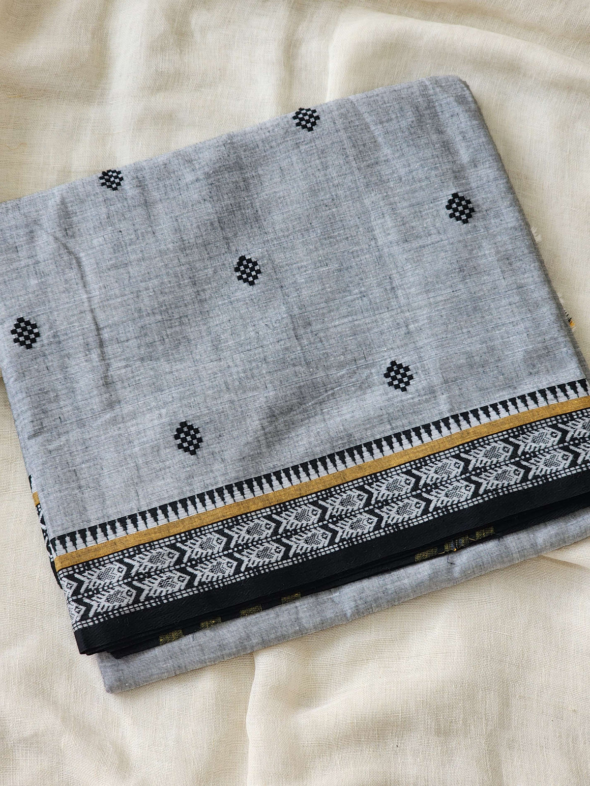 Grey Dhonekhali Cotton Saree