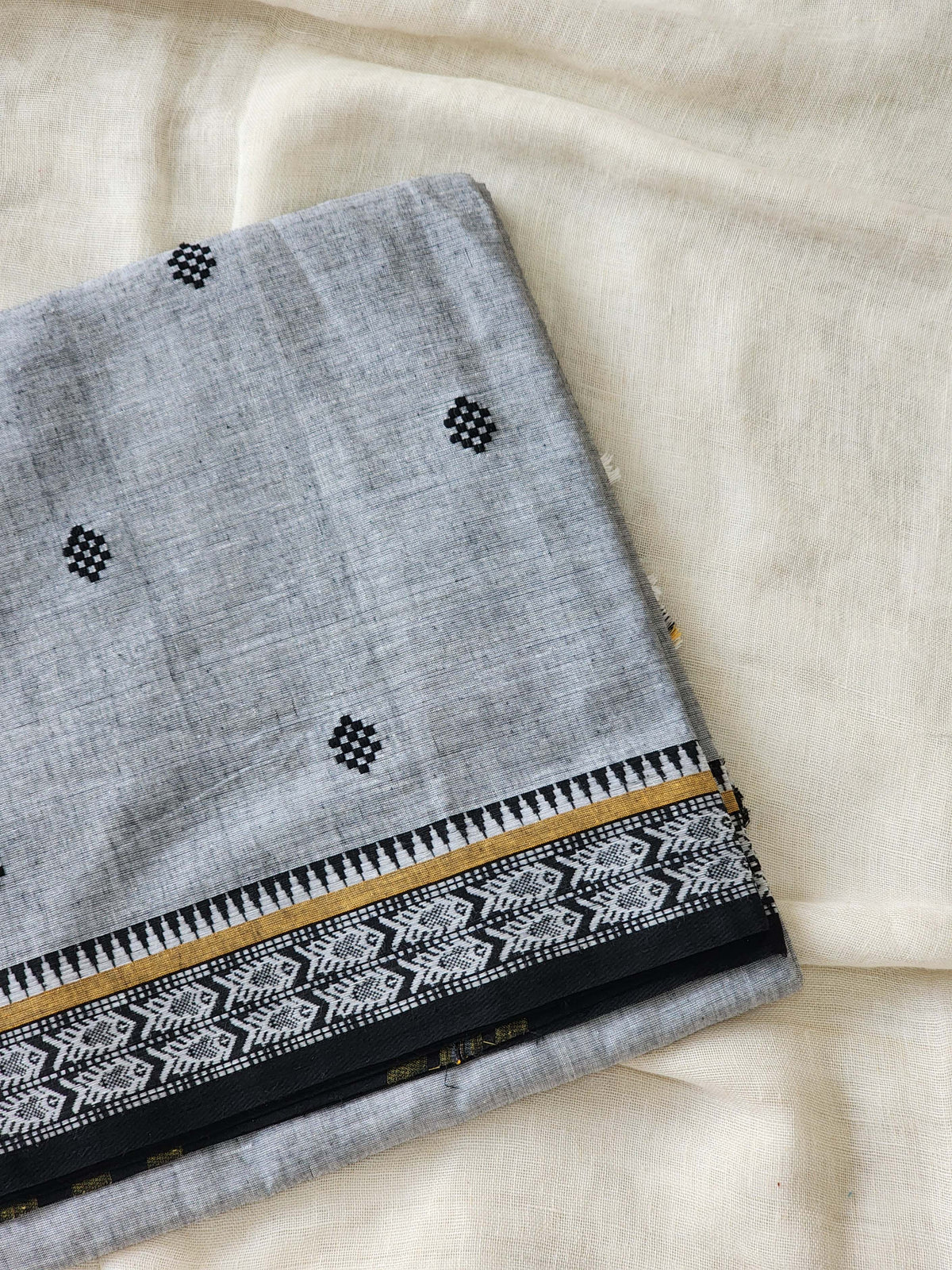 Grey Dhonekhali Cotton Saree