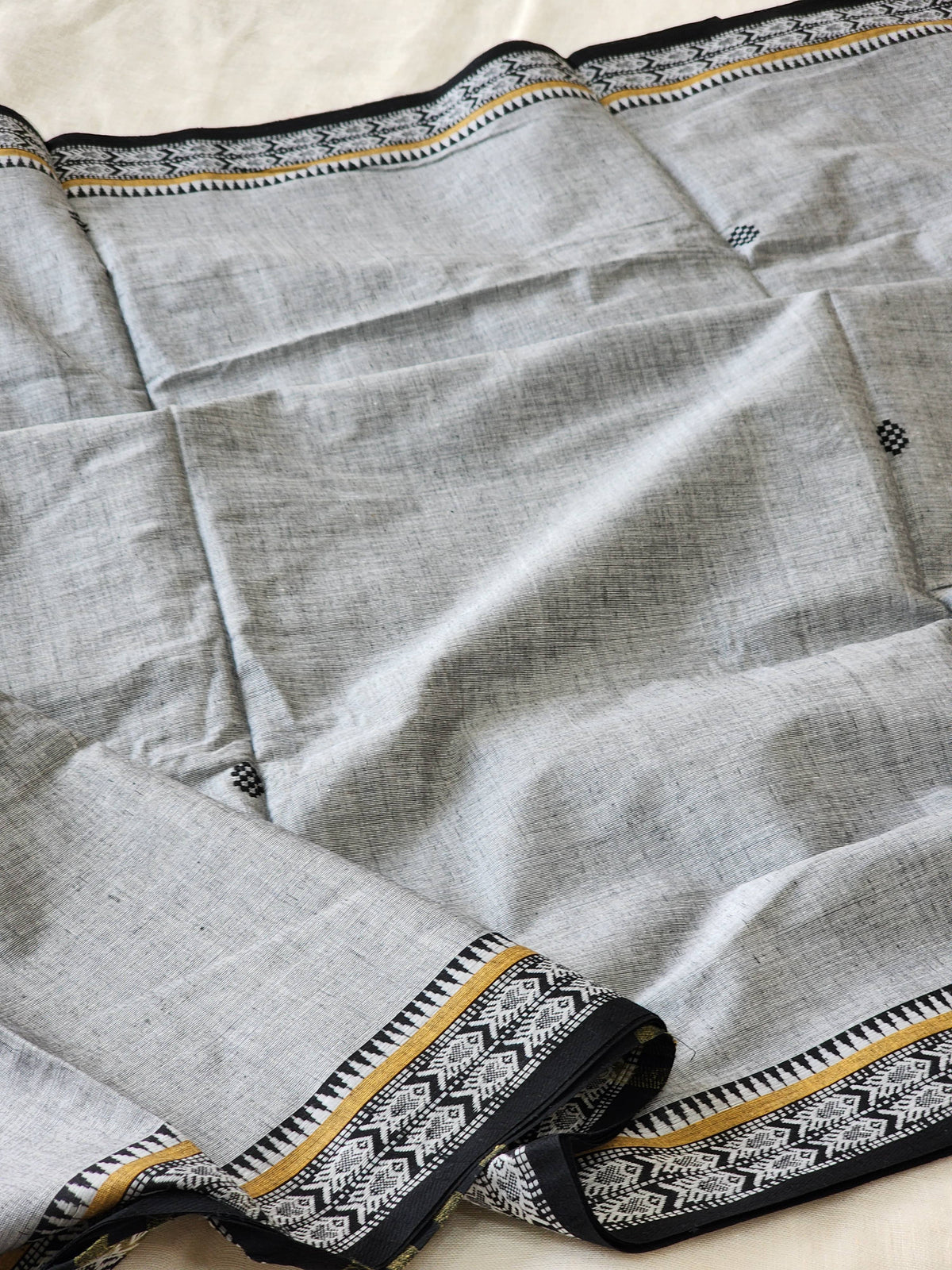 Grey Dhonekhali Cotton Saree