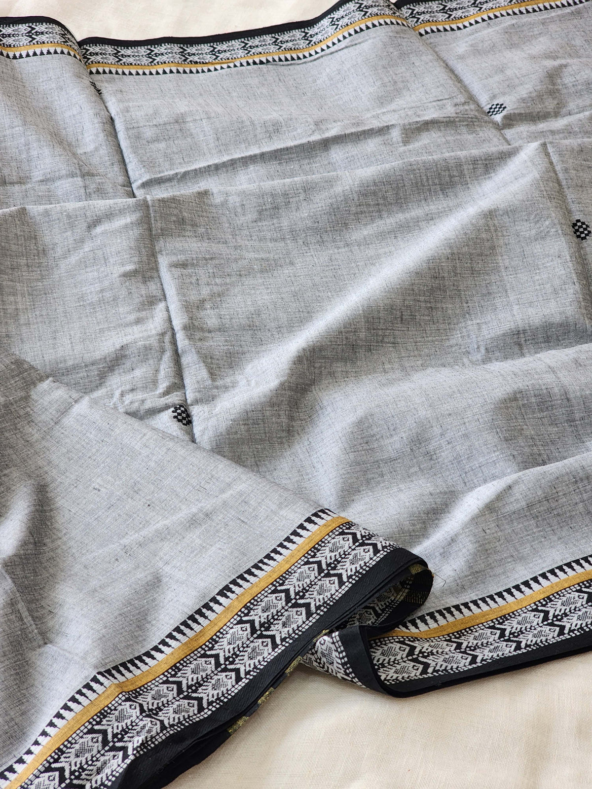 Grey Dhonekhali Cotton Saree