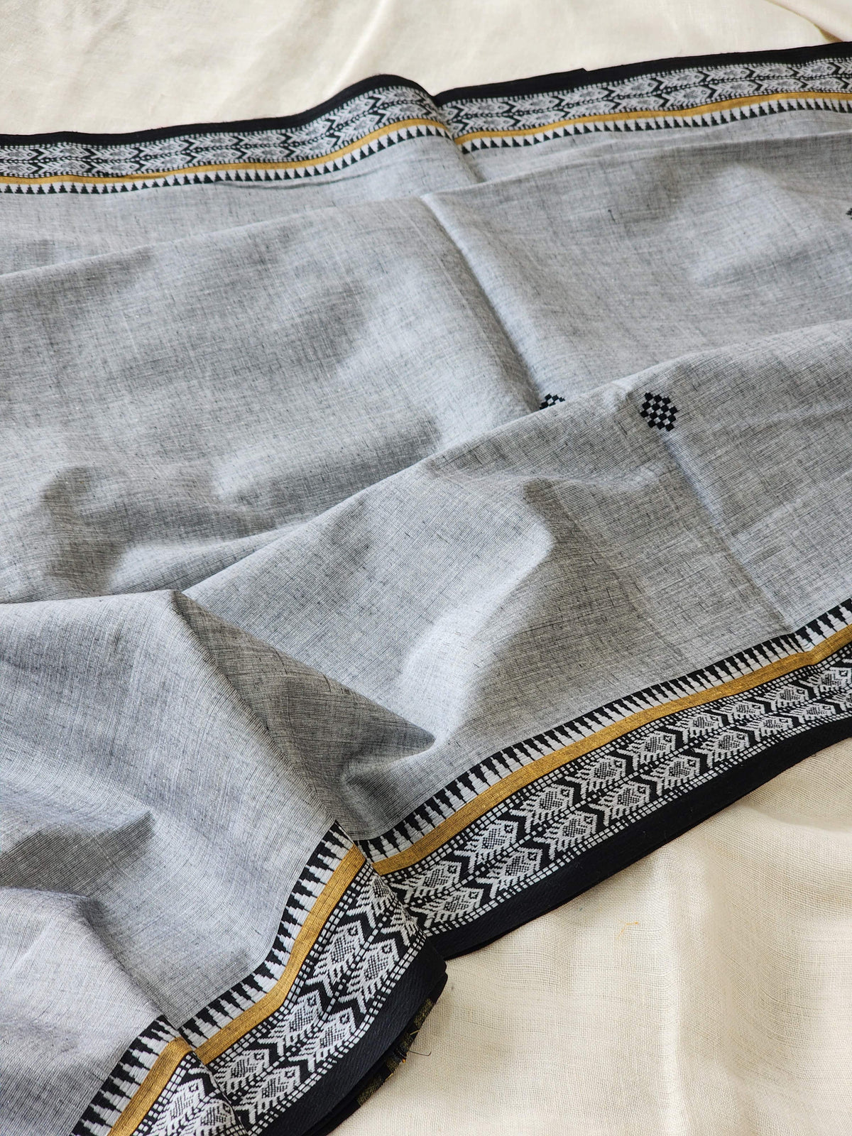 Grey Dhonekhali Cotton Saree