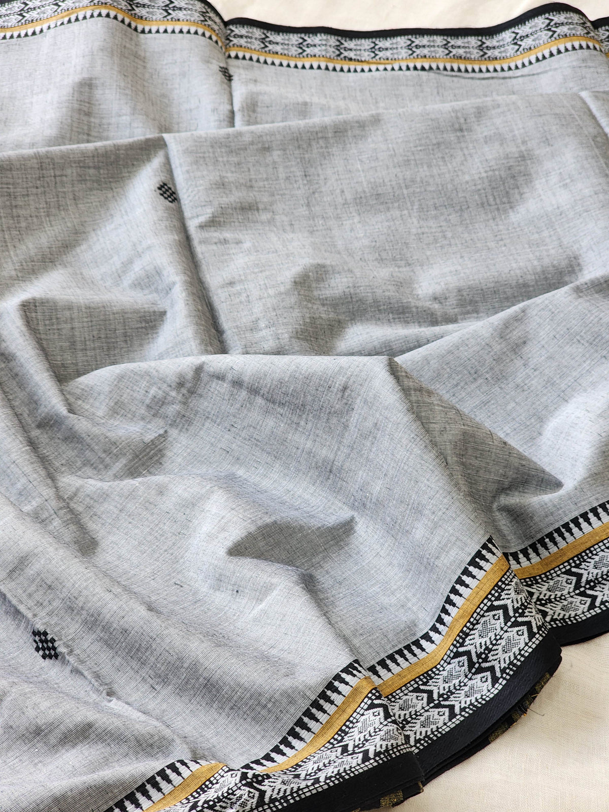 Grey Dhonekhali Cotton Saree