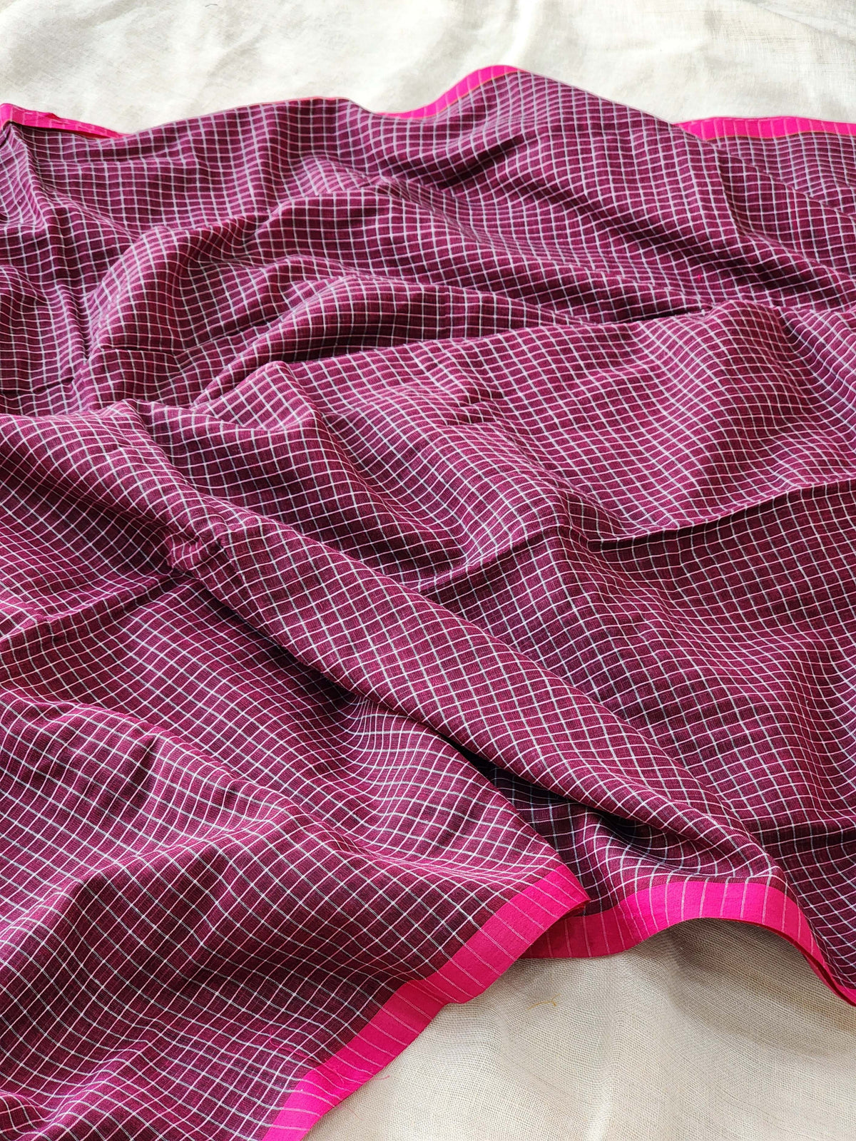 Purple Pink Cotton Handloom Saree